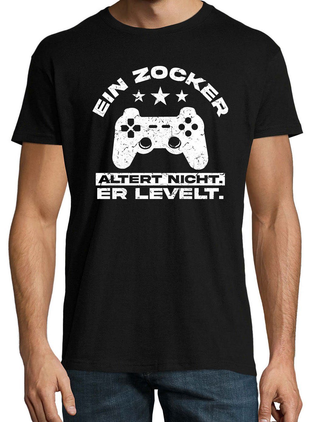 Designz Shirt altert nicht, Controller Herren Zocker mit T-Shirt er Frontprint Youth Ein LEVELT! Schwarz