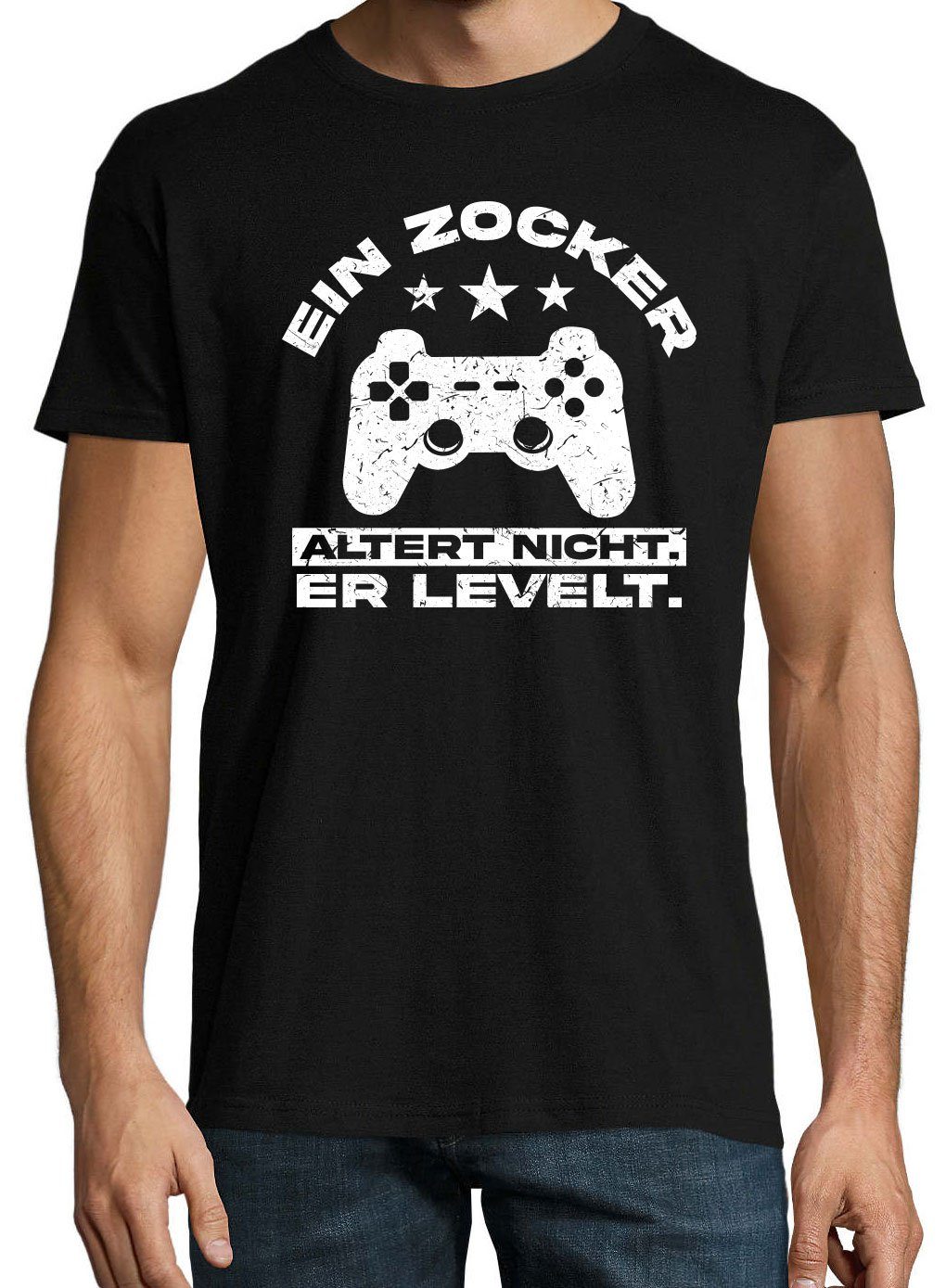 Youth Designz mit altert LEVELT! Shirt Controller Ein T-Shirt nicht, er Herren Zocker Schwarz Frontprint