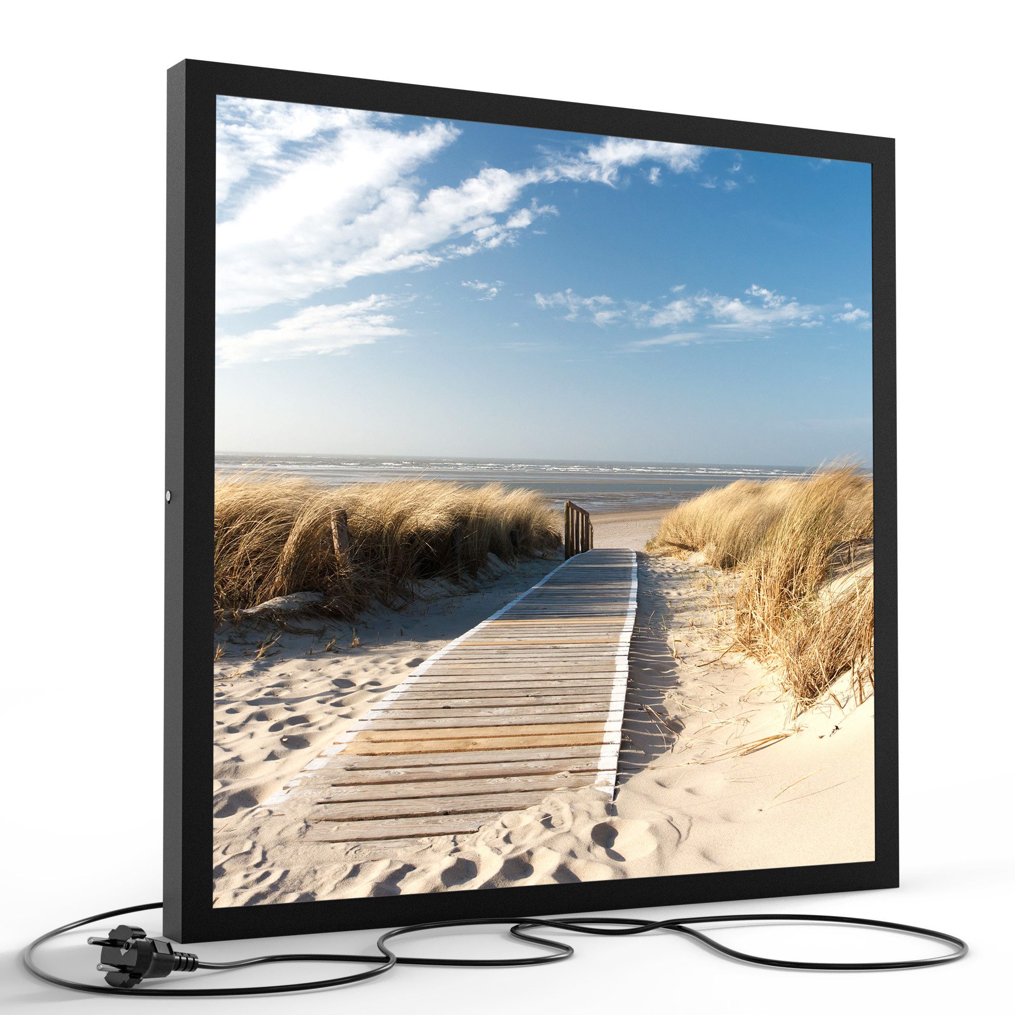 DEQORI LED-Bild 'Strandaufgang am Meer', (1 St), LED Lampe Leuchte Leuchtbild Bild beleuchtet Deckenleuchte Wandlampe