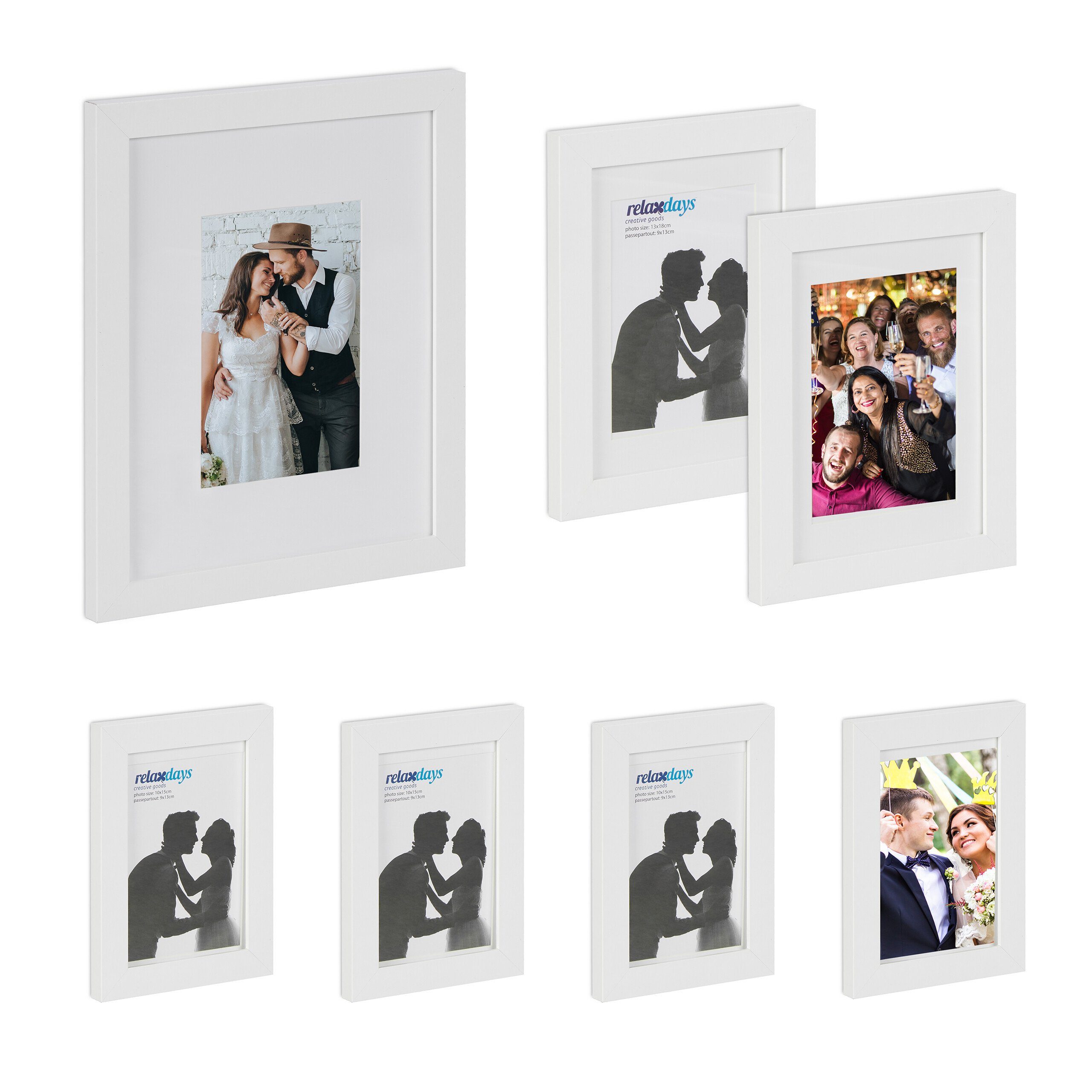 relaxdays Bilderrahmen-Set Bilderrahmen 7er Set, Weiß günstig online kaufen