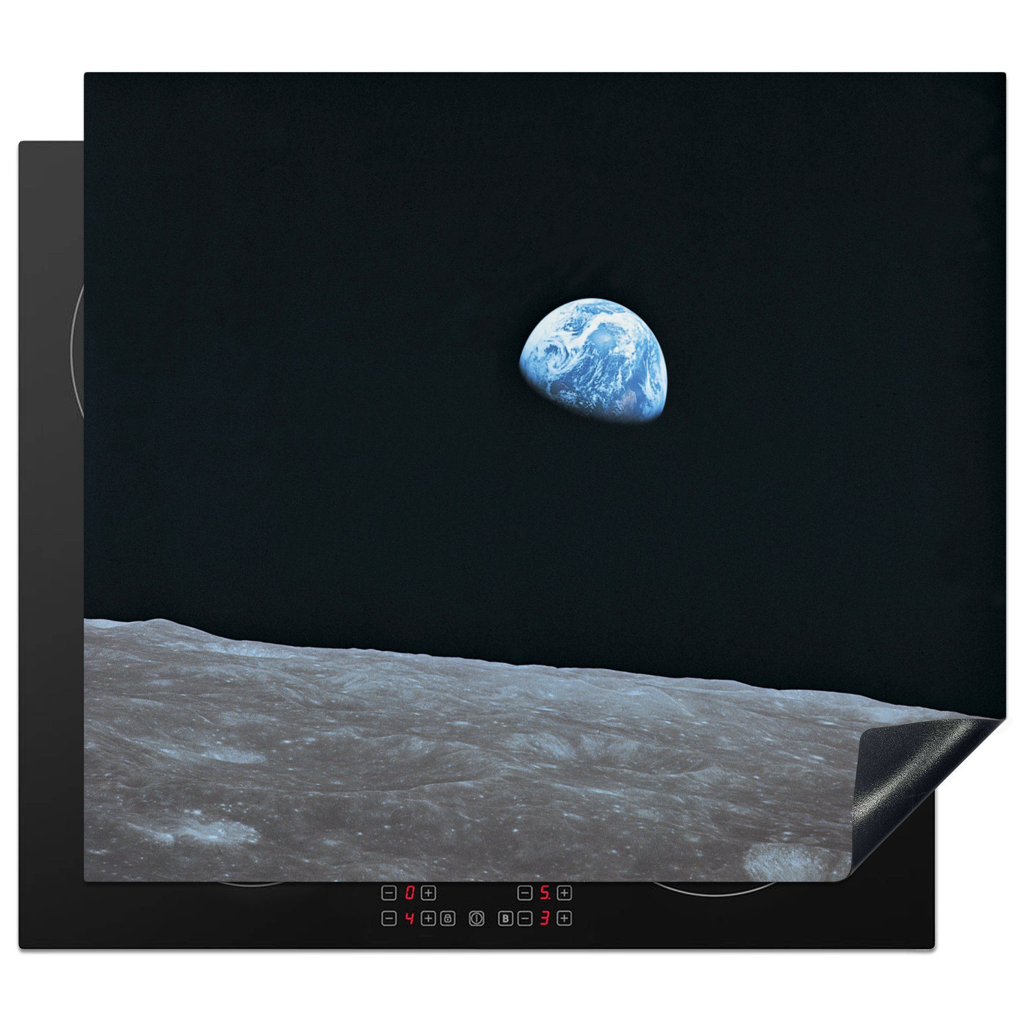 MuchoWow Herdblende-/Abdeckplatte Die Erde vom Mond aus, Vinyl, (1 tlg), 59x52 cm, Ceranfeldabdeckung für die küche, Induktionsmatte