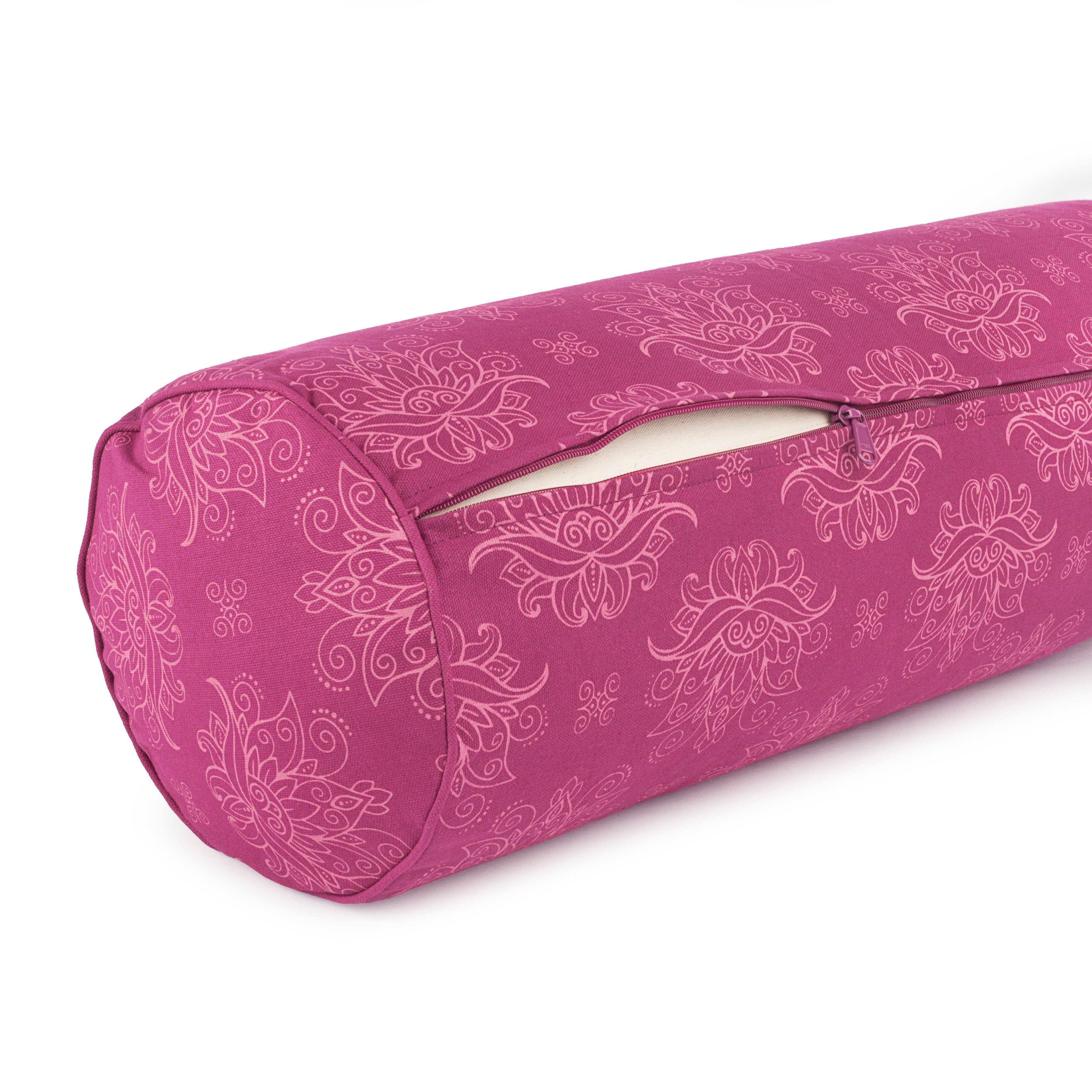 bodhi Yoga Bolster Yoga Bolster gemustert, 65 x Ø 23 cm Lotus, berry, Dinkel
