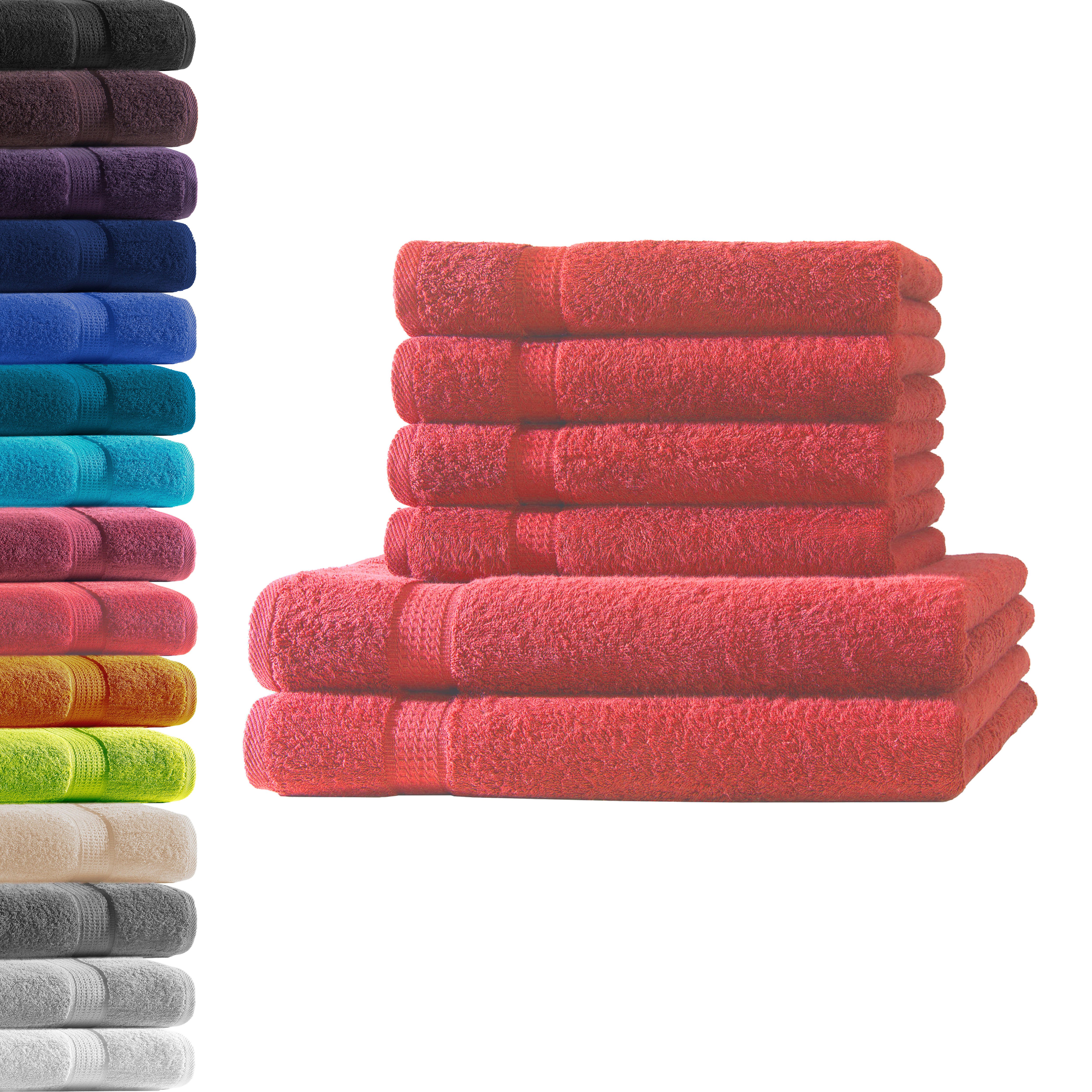 Hometex Premium Textiles Handtuch in Premium Qualität 500 g/m², Feinster Frottier-Stoff 100% Baumwolle, 2x Duschtuch + 4x Handtuch, weich, saugfähig, extra schwer & flauschig