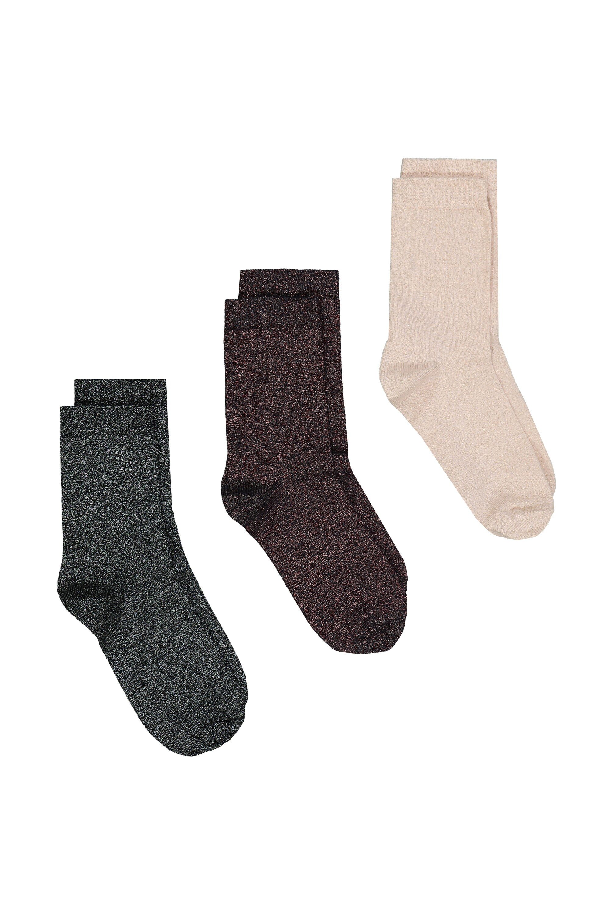 Ulla Popken Kuschelsocken Strümpfe 3er-Pack Glitzereffekt Rippbündchen