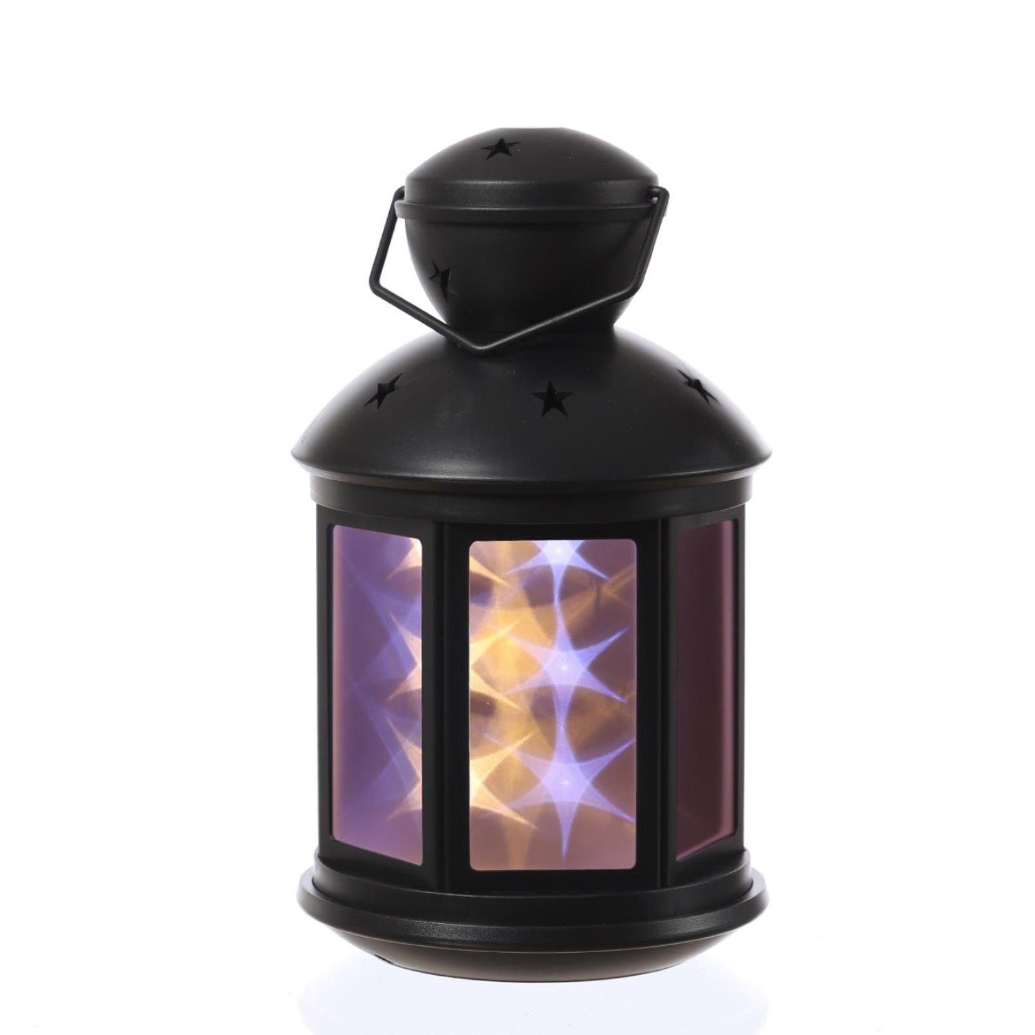MARELIDA LED Laterne LED Laterne weiße Sterne Hologramm Sterneneffekt Dekolaterne 22cm, WW/CW (warmweiß-kaltweiss)