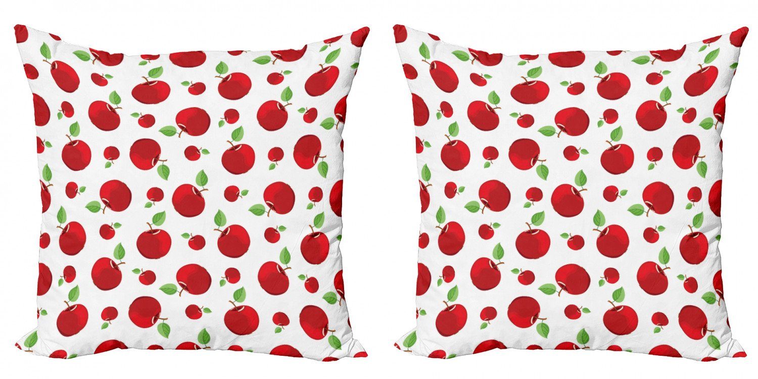 Stück), (2 Vivid Accent Modern Digitaldruck, Abakuhaus Cartoon-Rot-Frucht Apfel Kissenbezüge Doppelseitiger