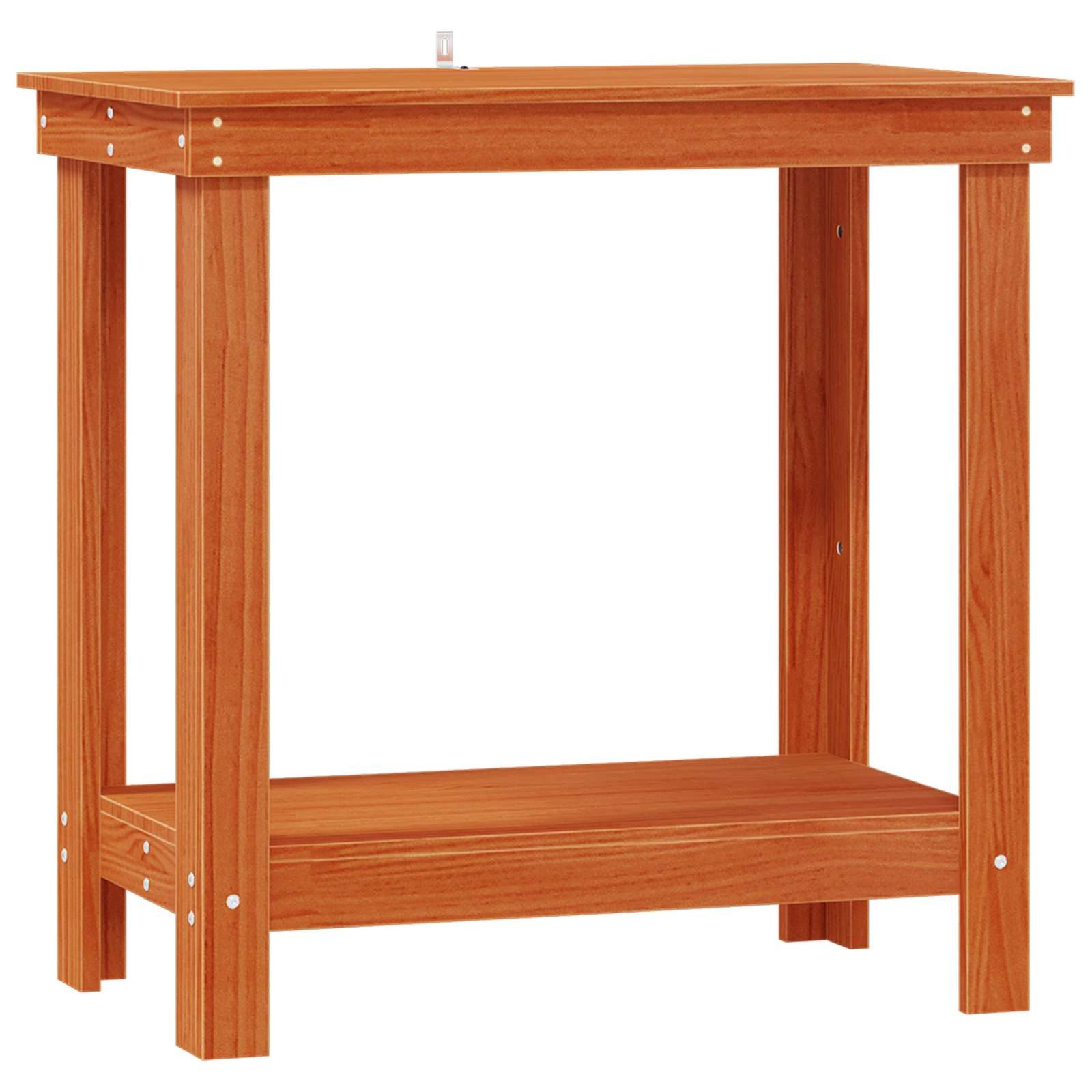 vidaXL Werkbank Werkbank Wachsbraun 80 x 50 x 80 cm Massives Kiefernholz, (1-tlg)