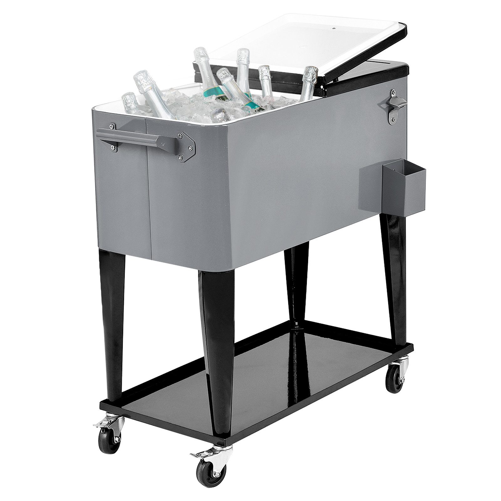 COSTWAY Gartentisch, 76L Kühlwagen, mit Flaschenöffner günstig online kaufen