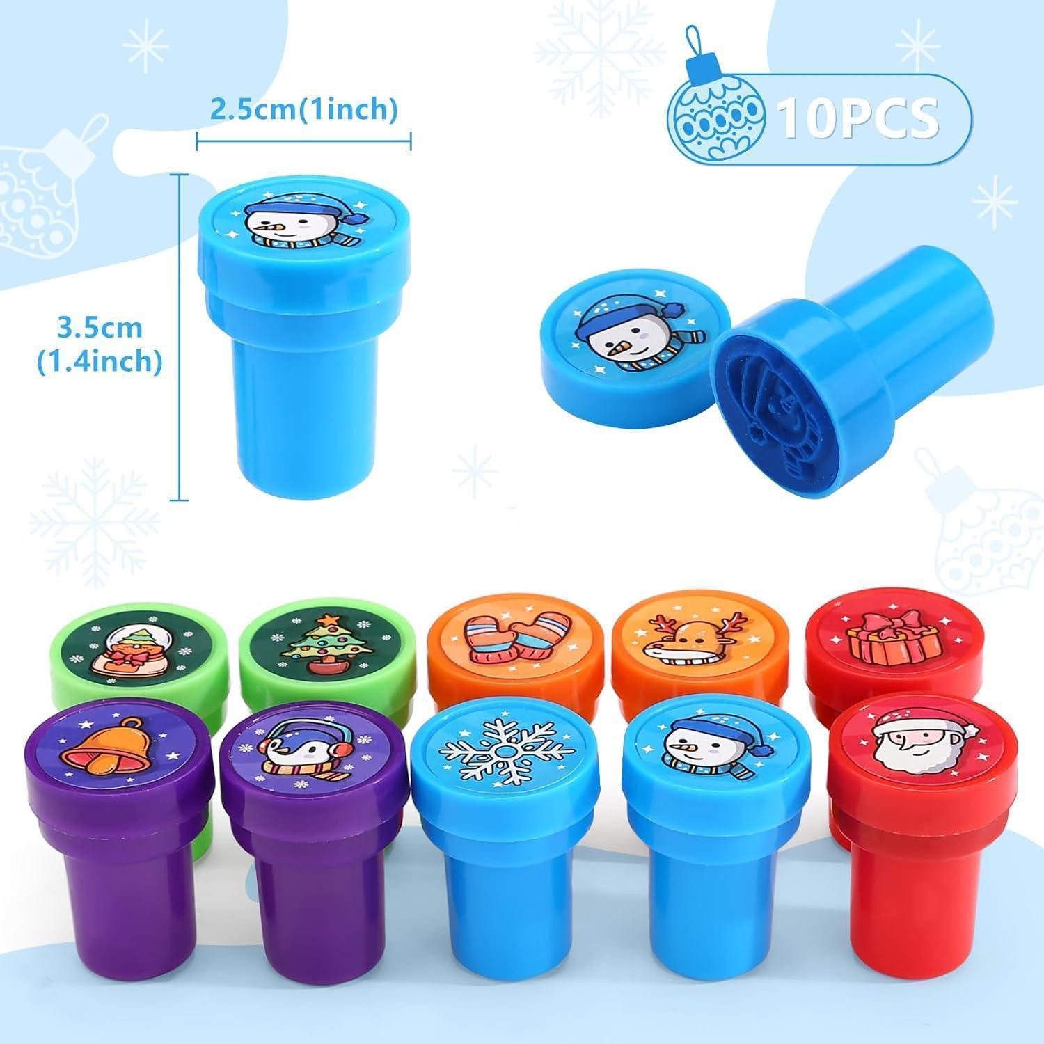 LuxusKollektion Stempel Stempelset Weihnachten 10 Stempel für Kinder mit Deckel bunt
