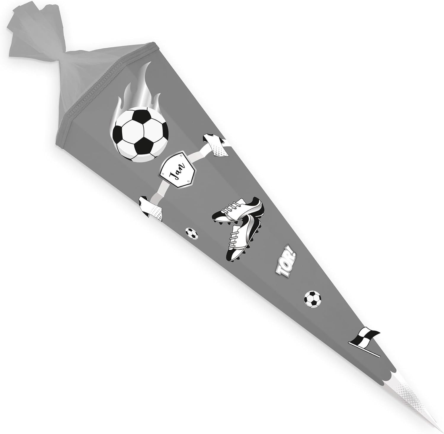 itenga Schultüte itenga DEKO-SET FUSSBALL schwarz weiss mit Bastel SCHULTÜTE 85 cm sech