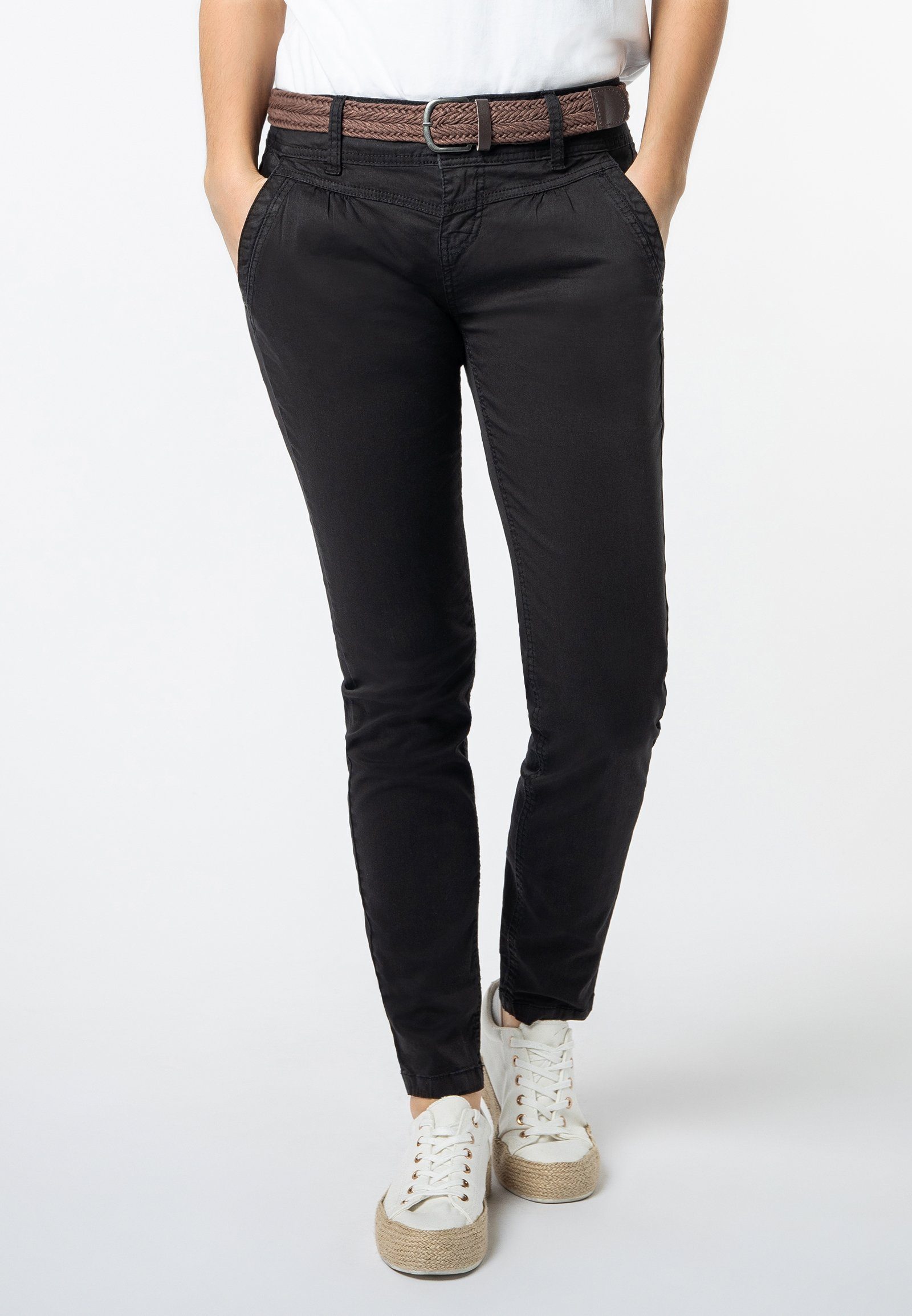 Chinohose Chino Hose mit Gürtel