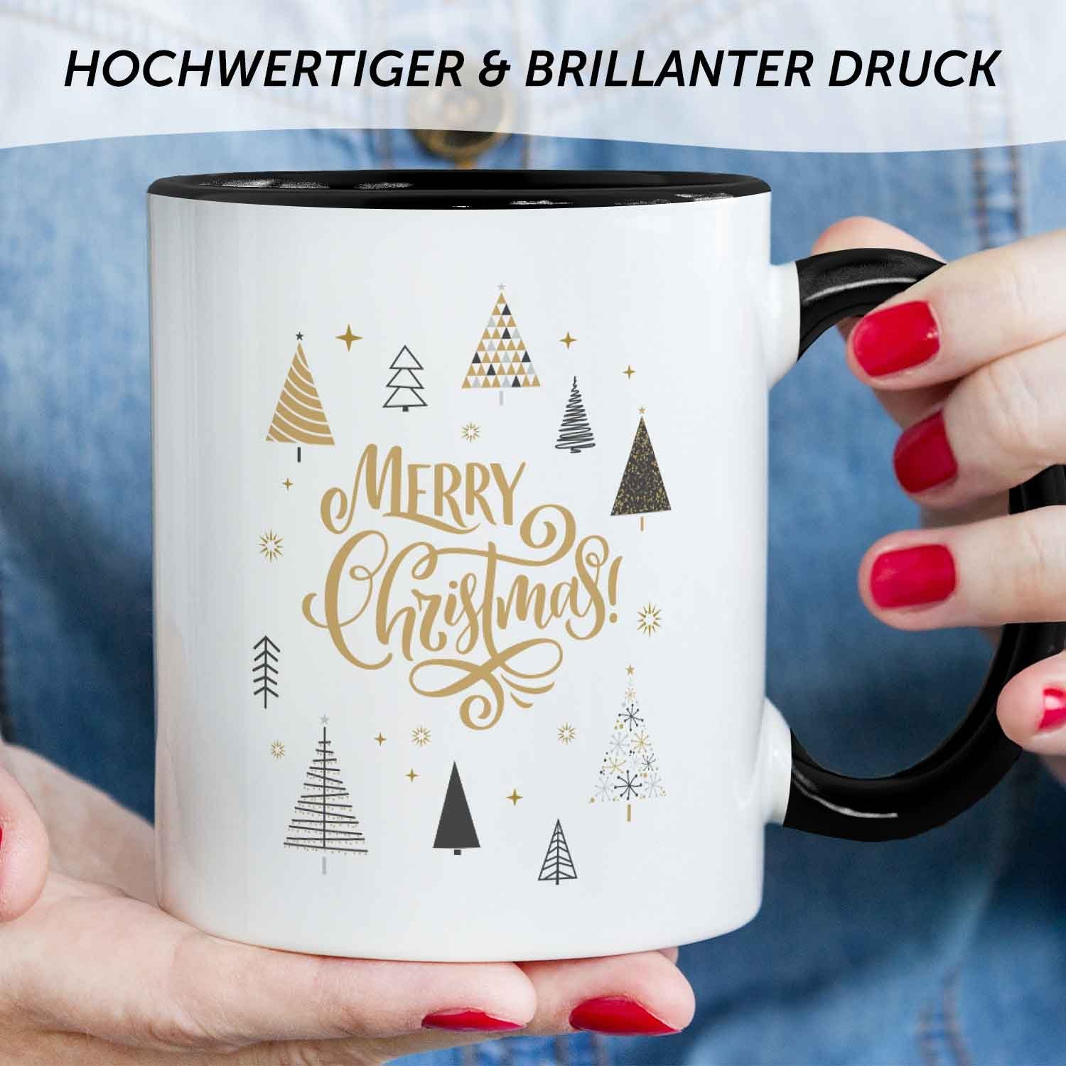 Weihnachtsmotiv Frauen Spülmaschinenfest - & zu GRAVURZEILE Männer Tasse - mit Weihnachten, für Weiß Geschenke Weihnachtsbäume Schwarz - und
