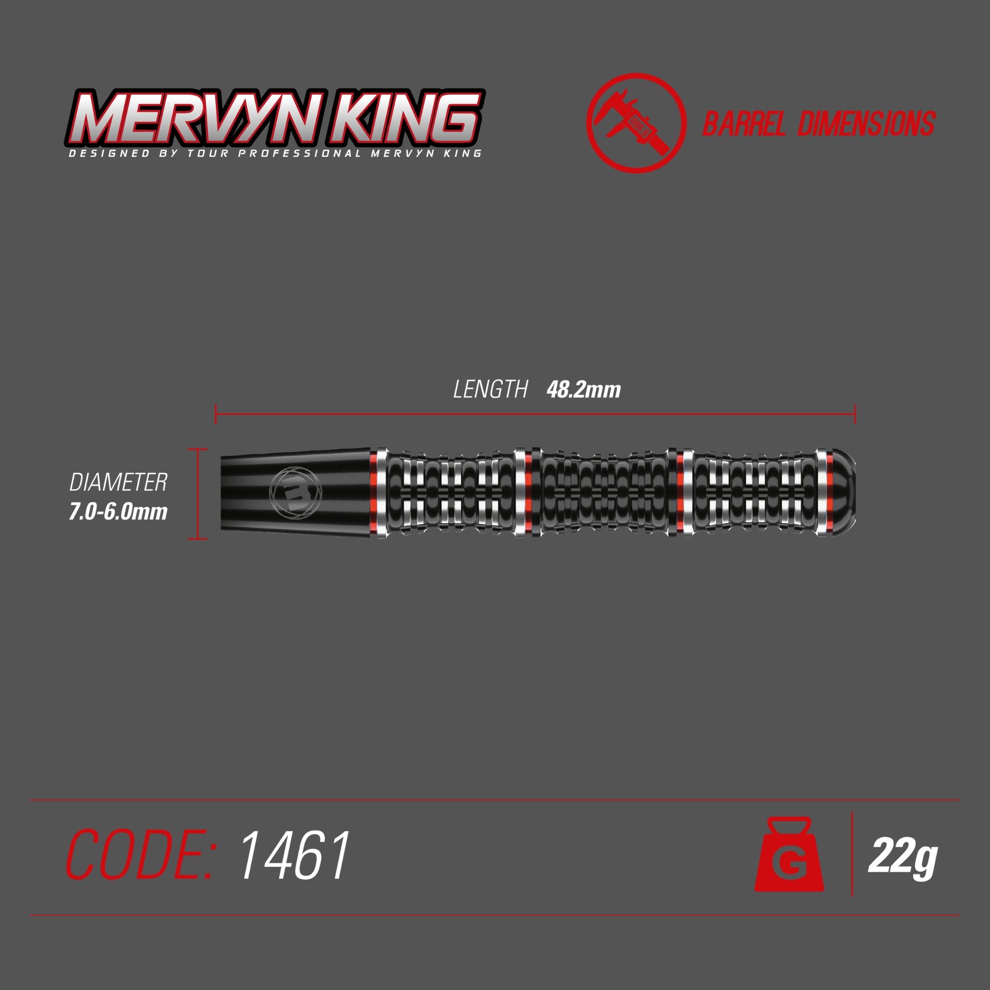 Winmau Dartpfeil Steeldart Dartpfeile Winmau Mervyn King Special Edition 22 g