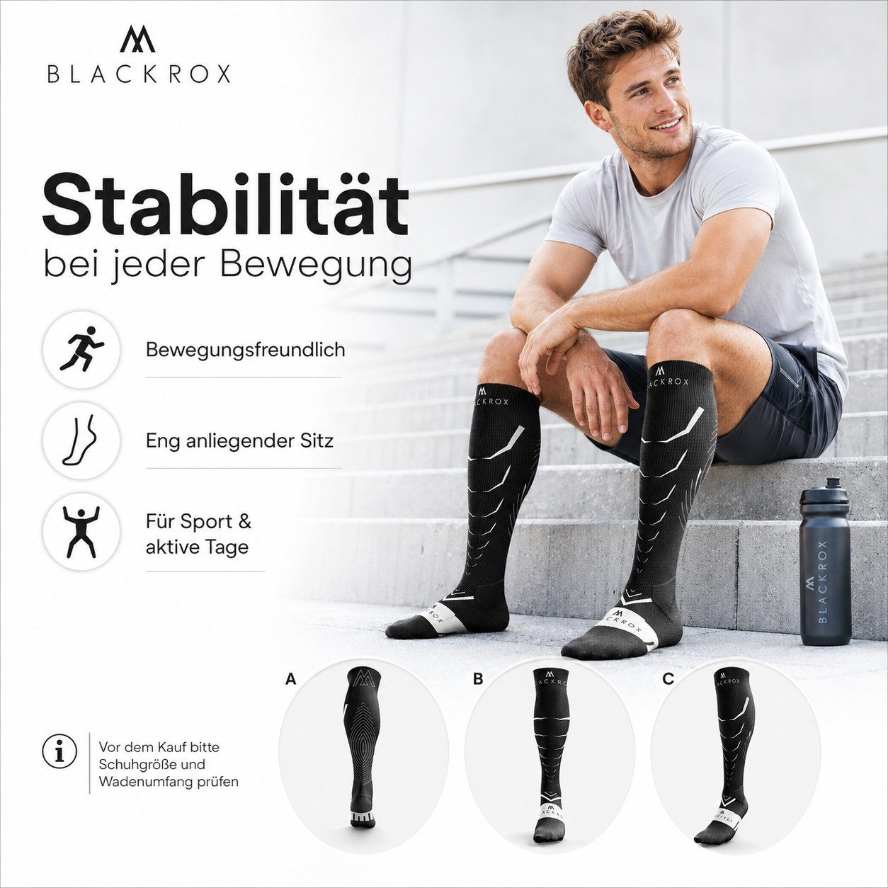 BLACKROX Kompressionsstrümpfe [Vergleichssieger 2026] Gr. S-XL, Für Damen & Herren, VIPEROX – Bild 5 von 5