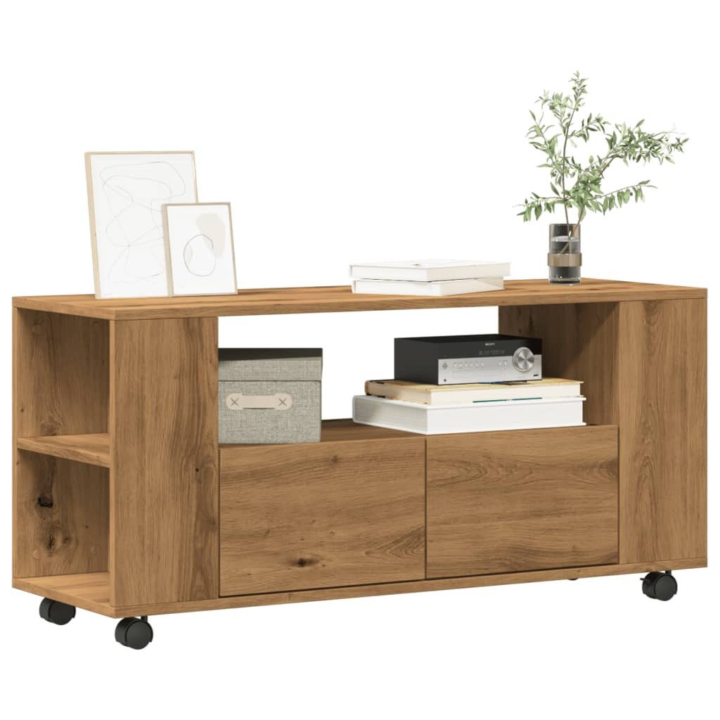 vidaXL TV-Schrank TV-Schrank mit Rollen Artisan-Eiche 102x34,5x43cm Holzwerkstoff (1-St)