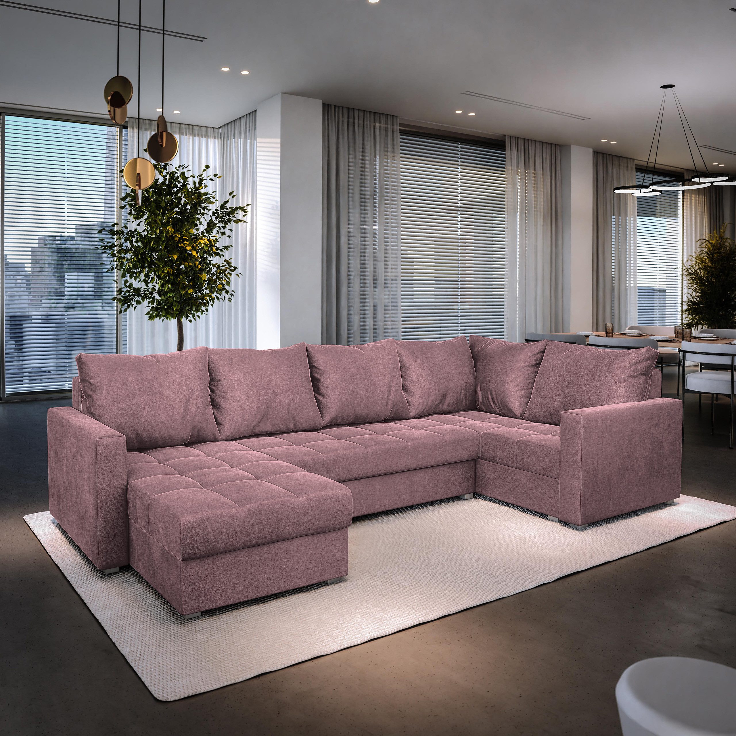 Masseno Ecksofa LORIVO mit Schlaffunktion U-Form, Sofa mit Bettkasten günstig online kaufen