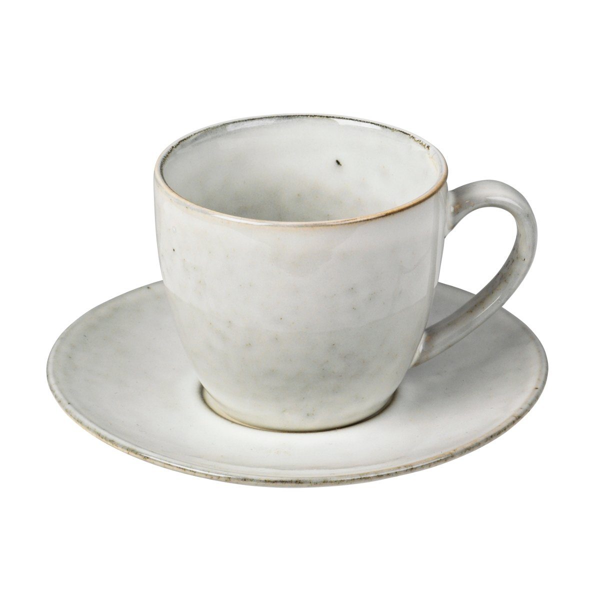 Broste Copenhagen Tasse NORDIC SAND Tasse mit Untertasse 0,15 l, Steinzeug mit reaktiver Glasur, Nordic Sand Tasse mit Untertasse