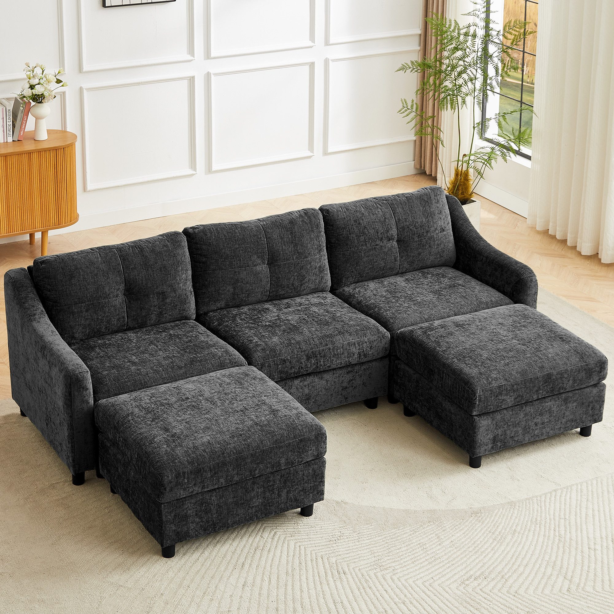 Jiexi Wohnlandschaft Ecksofa Mit Schlaffunktion Kordsofa, L oder U Form Cou günstig online kaufen