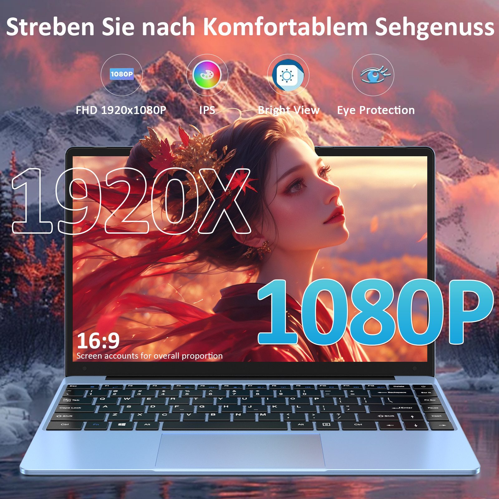 bvate Laptop, 14 Zoll, N4020, 6GB RAM, 128GB/512GB SSD Notebook Notebook (35 cm/14 Zoll, Celeron N4020 N4020 Celeron N4020, Celeron N4020, 6 GB, 128 GB SSD, 180° Drehung/Low Blue Light-Zertifizierung/Deutsche Tastaturaufkleber)