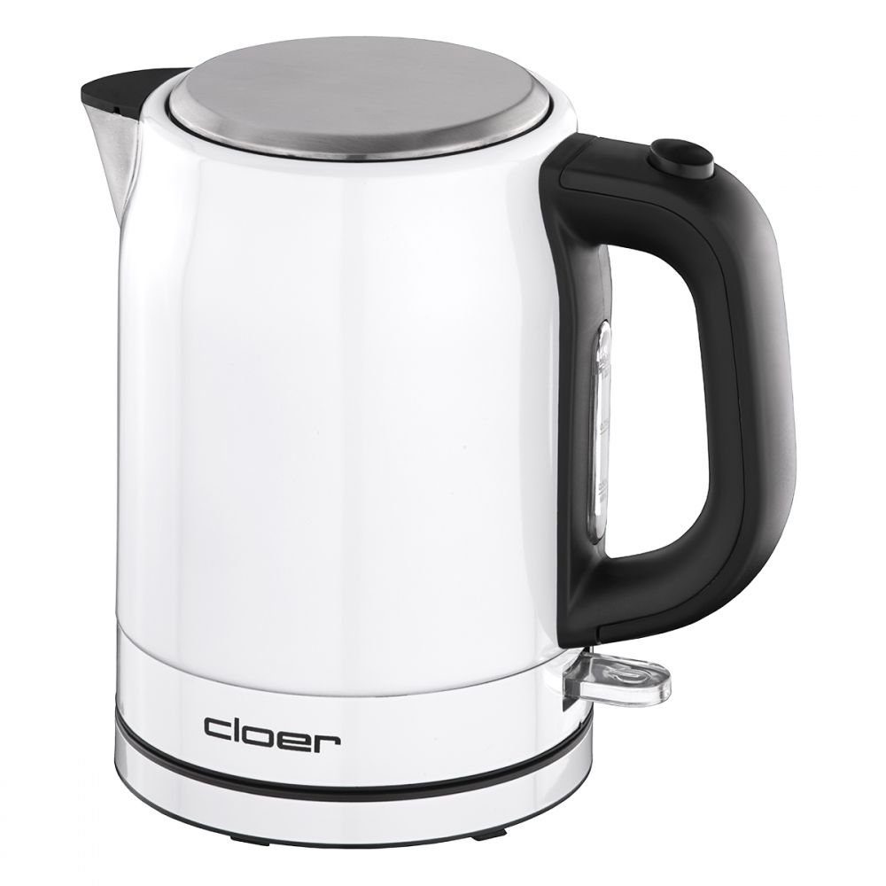 Cloer Wasserkocher Cloer, Edelstahl-Wasserkocher weiss, 1 Liter, 1 l, 2200 W
