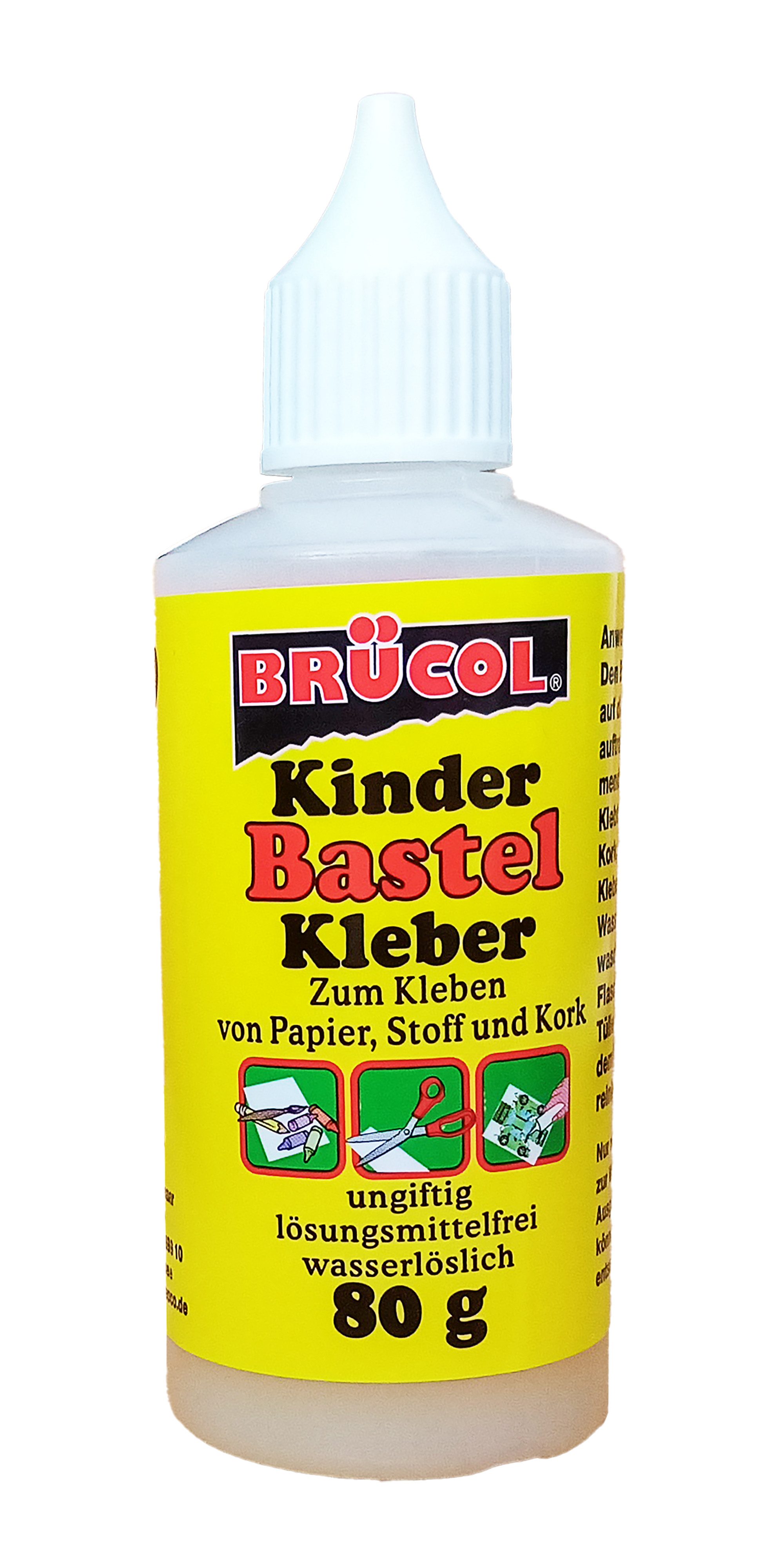 BRÜCOL Bastelkleber KINDER BASTEL KLEBER 80ml ungiftig Bastelkleber Klebstoff, universal Papie