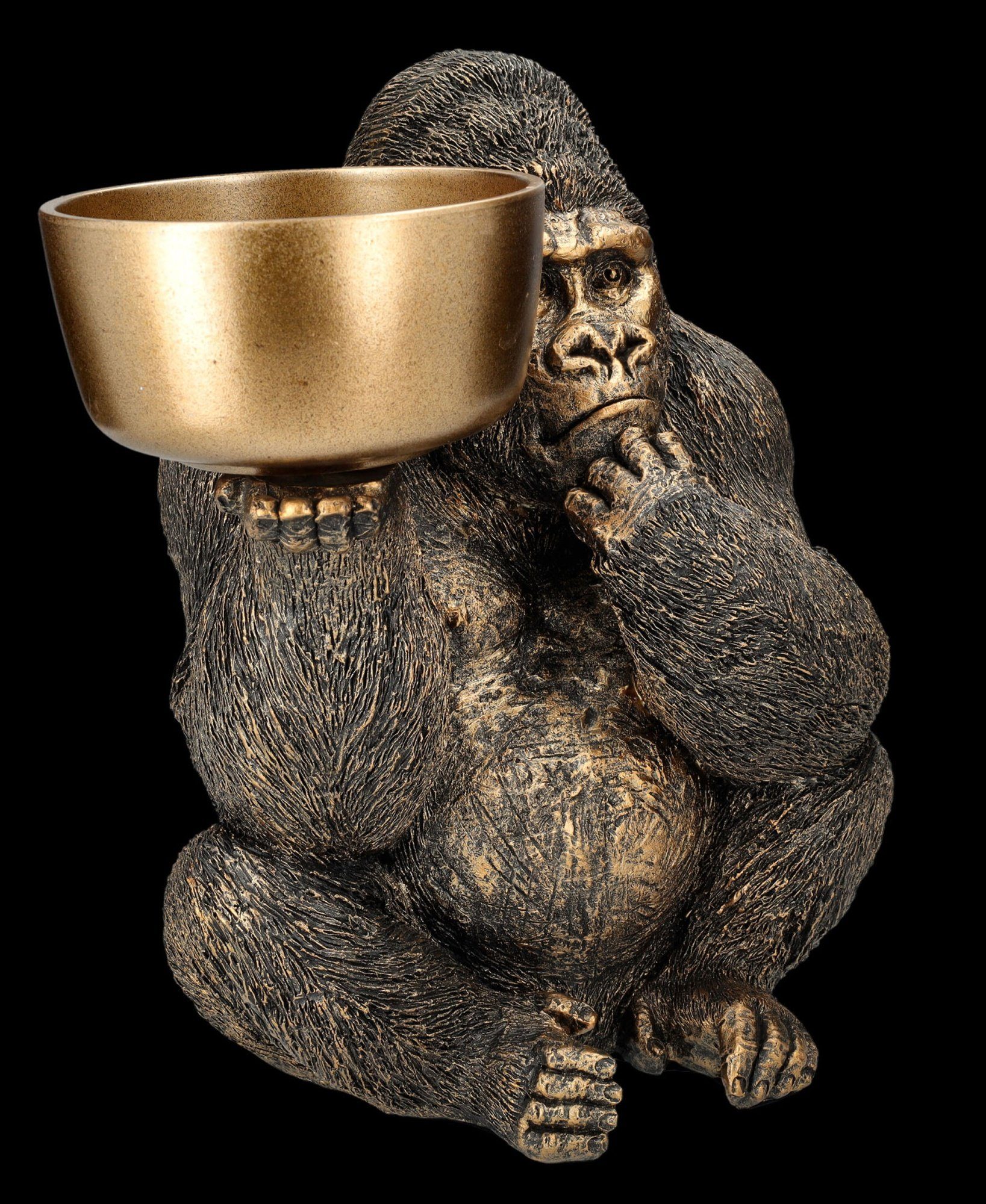 Dekofigur Affe - Shop Dekoschale hält Tierfigur Schale Figur - goldfarben GmbH Gorilla Figuren