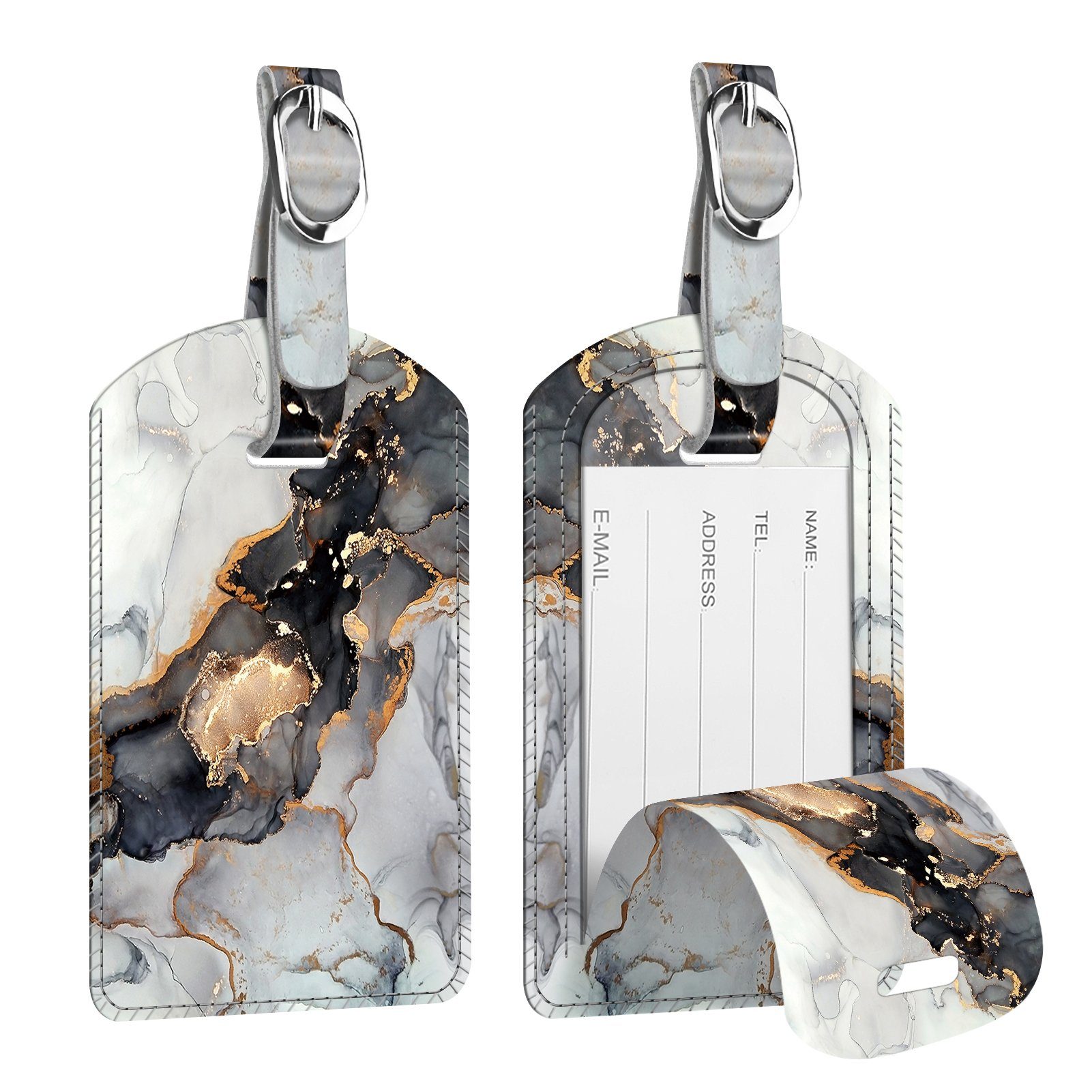 Fintie Gepäckanhänger Kofferanhänger aus Kunstleder, Gepäckanhänger ID Etik günstig online kaufen