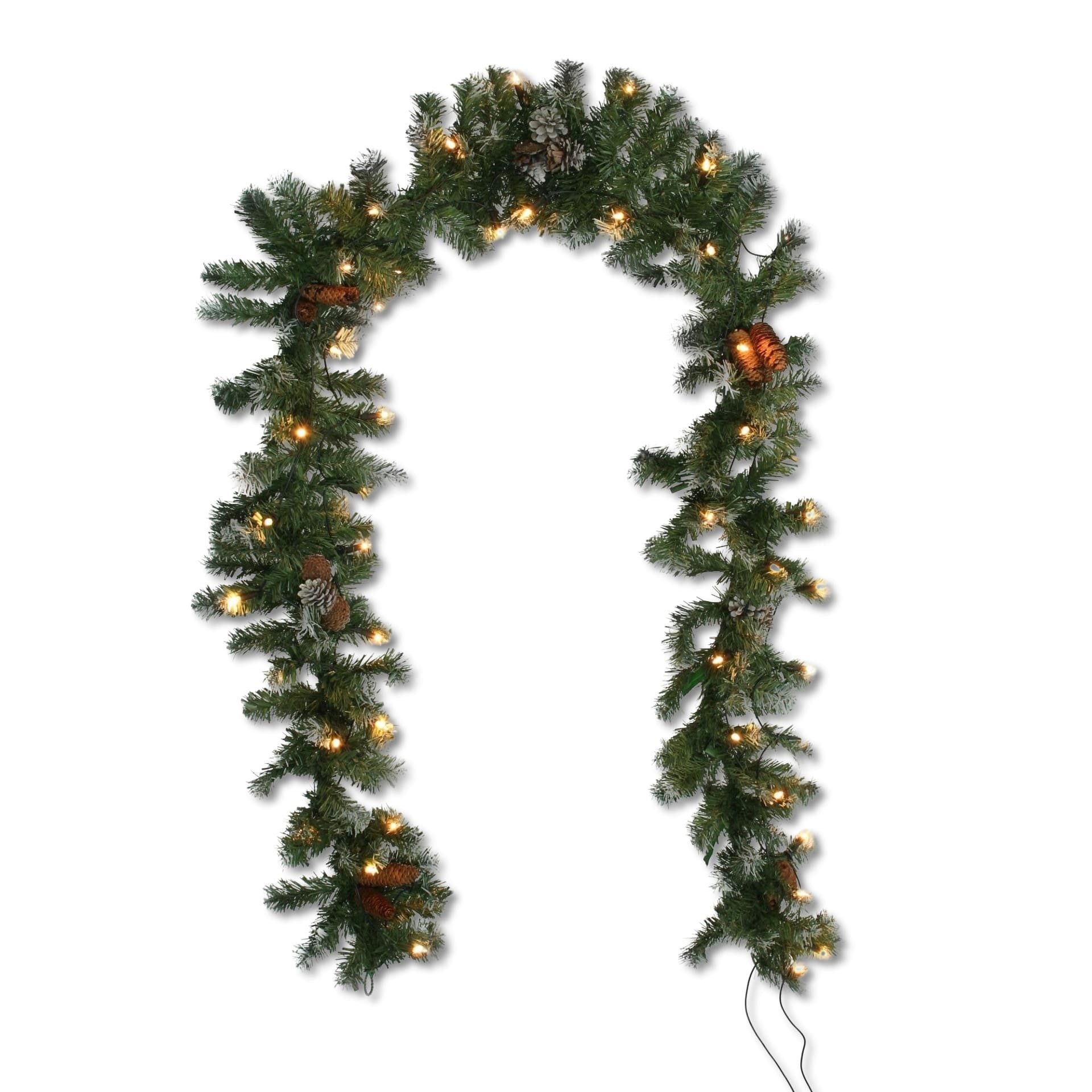 Frank Flechtwaren LED-Girlande "Winterwald" 270 cm, Tannengirlande mit Lichterkette + Tannenzapfen, Weihnachtsdeko