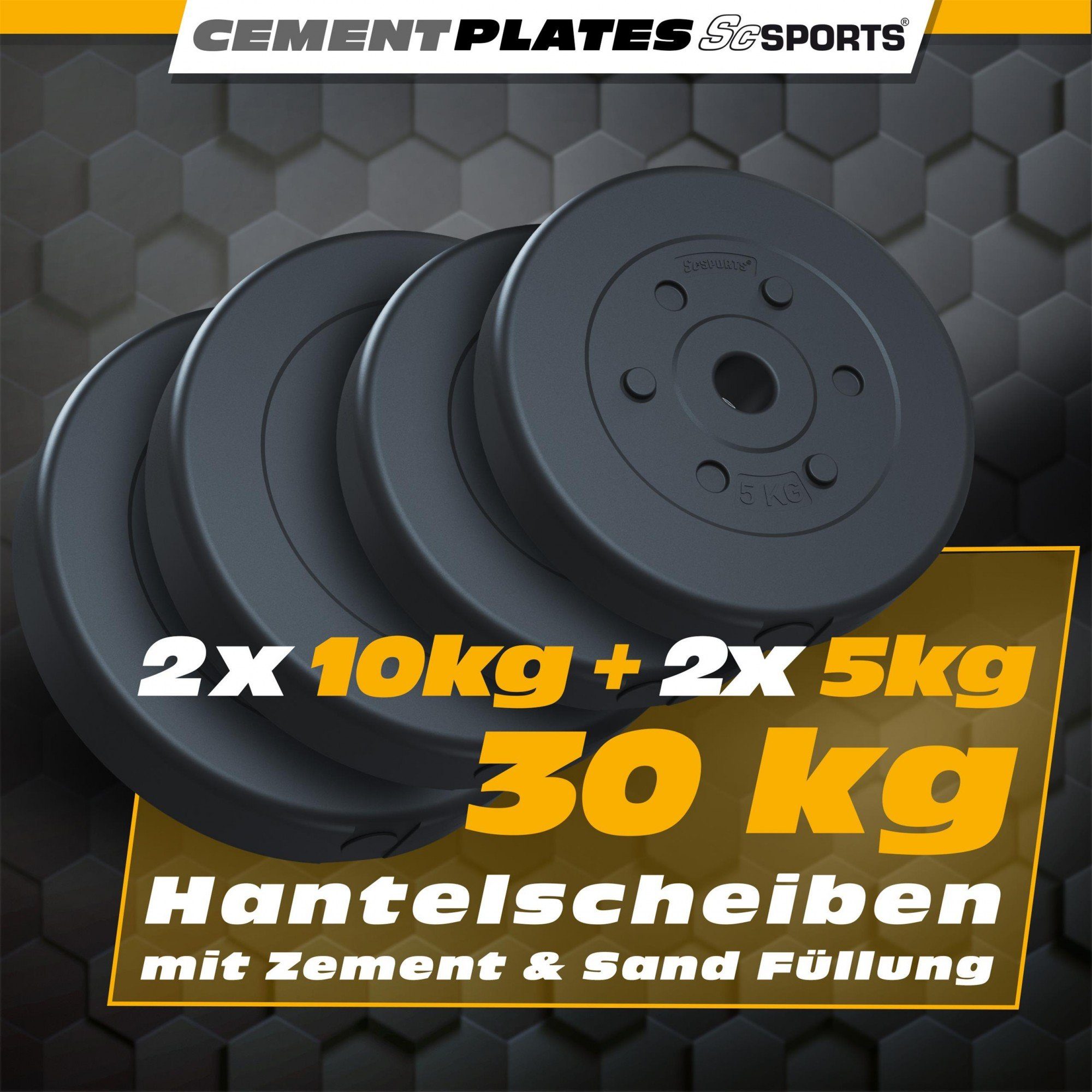 30mm Ø (10000140-tlg) kg Gewichtsscheiben Set Kunststoff Hantelscheiben Gewichte, 30 ScSPORTS®