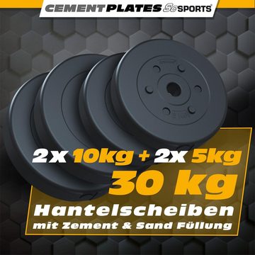 ScSPORTS® Hantelscheiben Set 30 kg Ø 30mm Kunststoff Gewichtsscheiben Gewichte, (10000140-tlg)