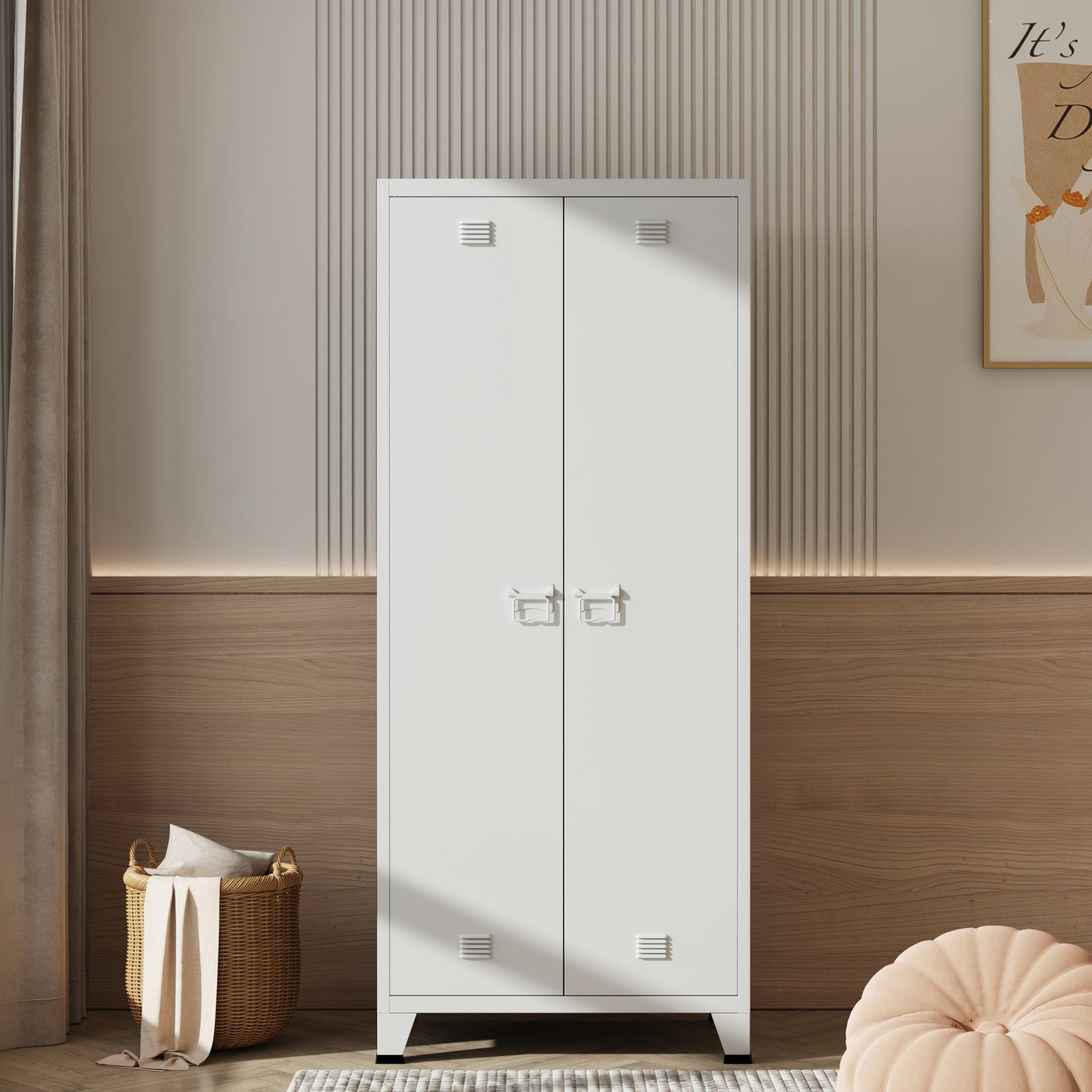 en.casa Kleiderschrank »Hankasalmi« Stahl 180x90x40 cm Weiß