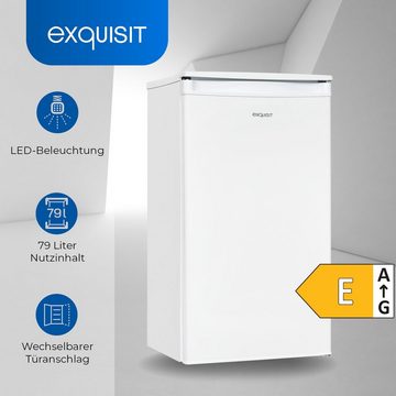 exquisit Kühlschrank KS86-0-090E, 83.5 cm hoch, 44.5 cm breit, 79 Liter Nutzinhalt, Eisfach, LED-Beleuchtung