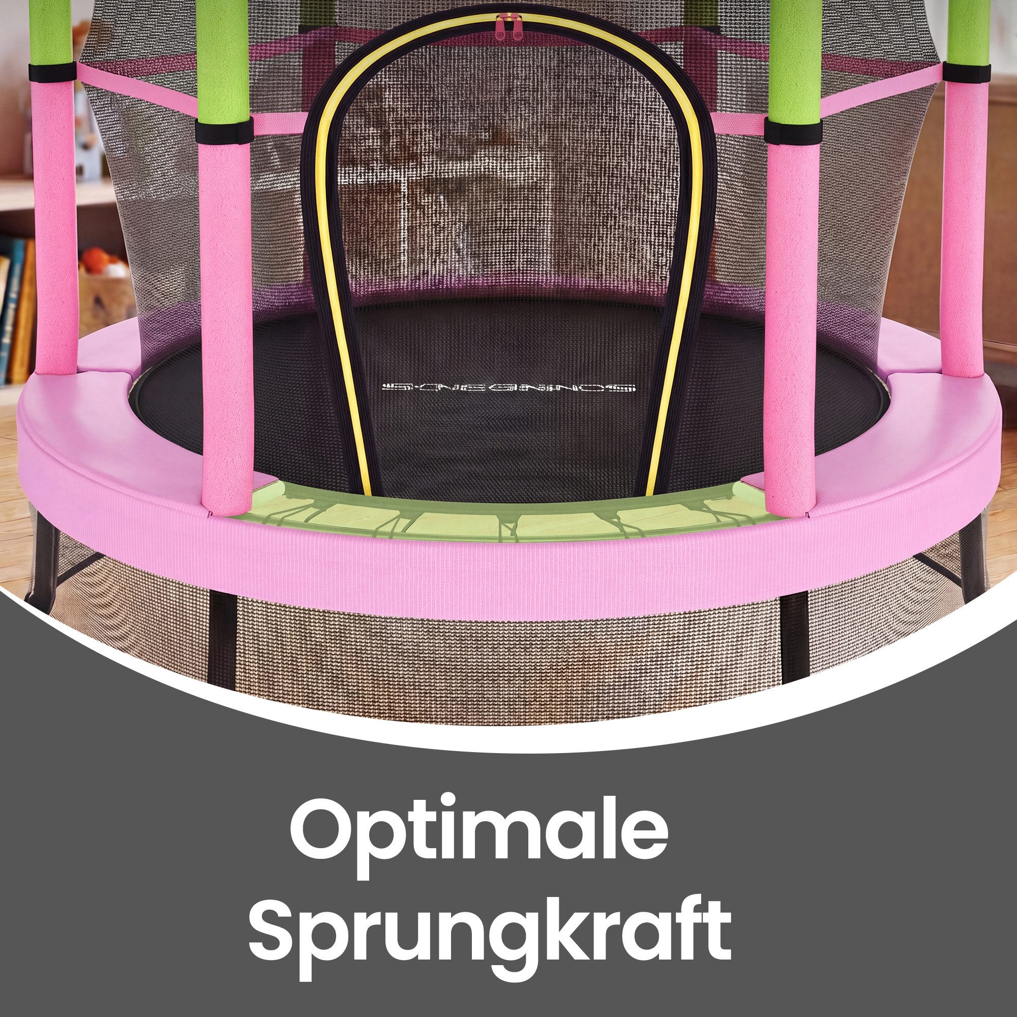 SONGMICS Kindertrampolin 174 cm Kindertrampolin mit Sicherheitsnetz, Randabdeckung, Stahlrahmen, Mini-Trampolin Fitness, Gartentrampolin, für indoor und outdoor – Bild 4 von 5