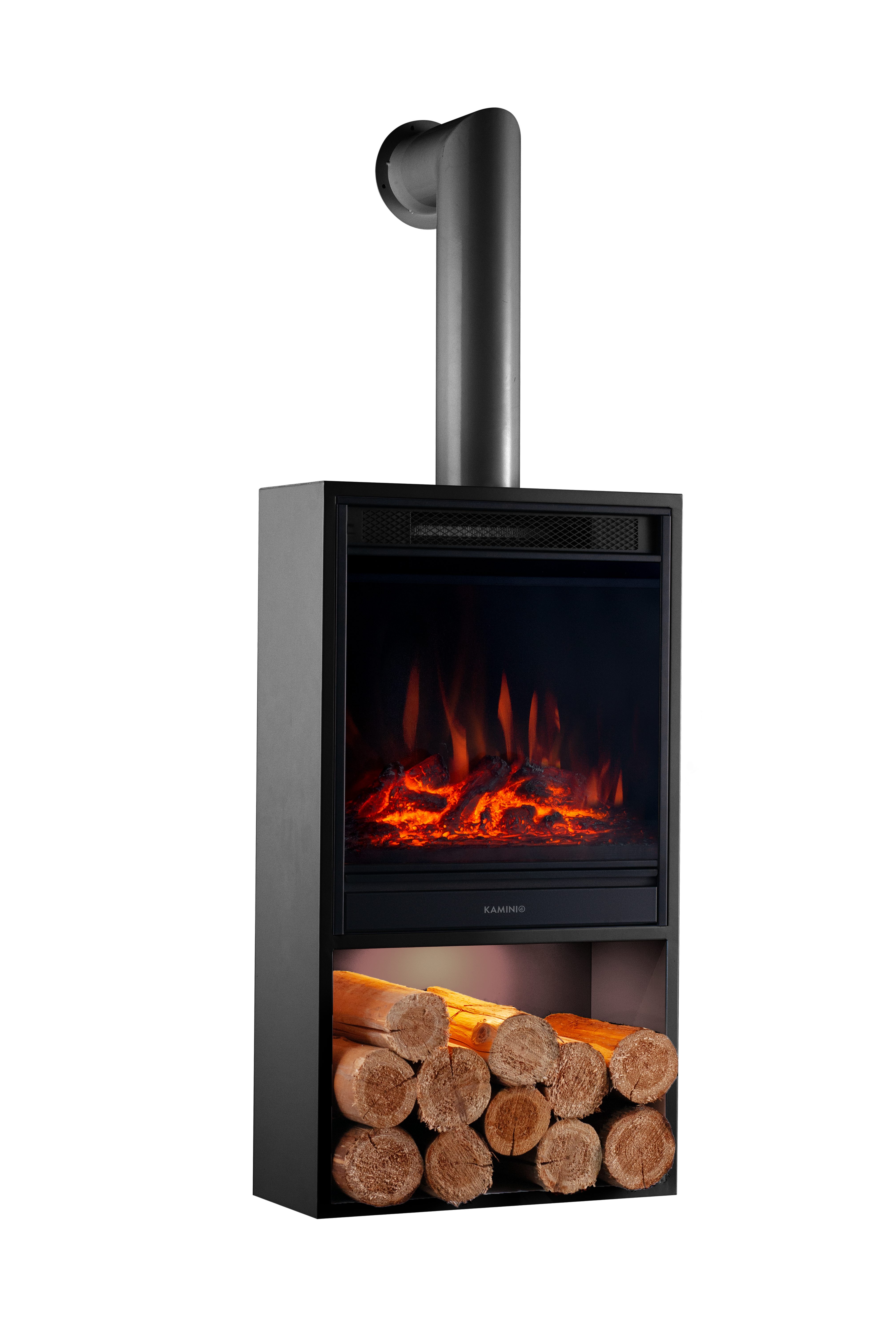 KAMINIO Elektrokamin HUGO, Elektrischer Kamin mit 3D-Flammeneffekt, Heizung 1800W