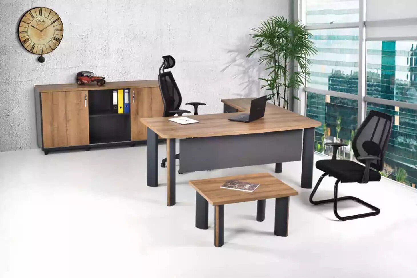 JVmoebel Eckschreibtisch Büroeinrrichtung Schreibtisch Büromöbelkollektion Tisch Schrank, Made In Europe