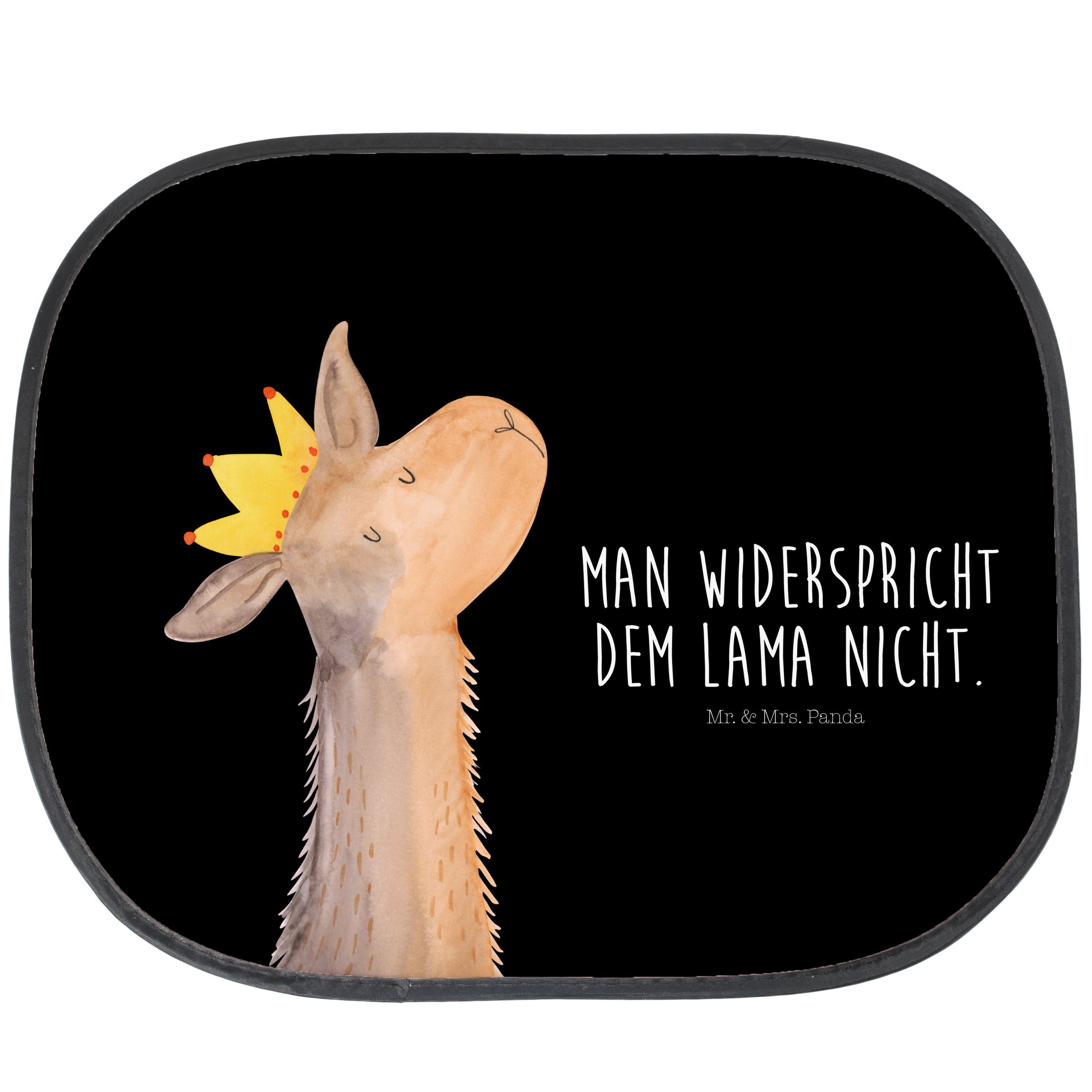Sonnenschutz Lamakopf König - Lamas, Geschenk, Mr. Schwarz Mama, & Sonnenschutz Mrs. Panda, - Kinder, Seidenmatt