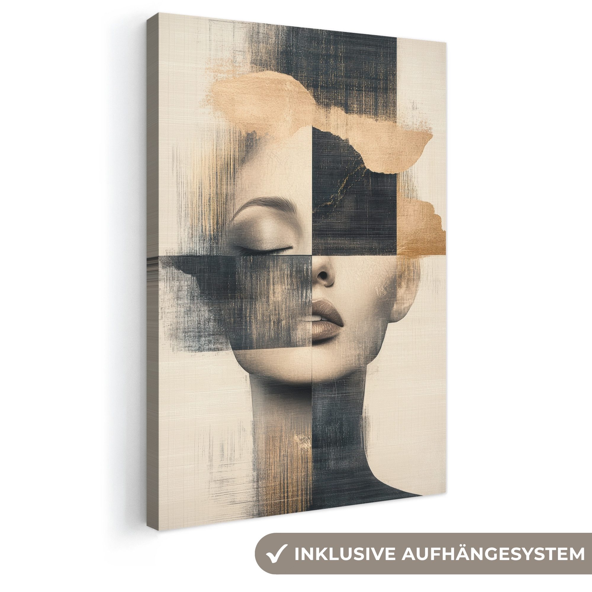 OneMillionCanvasses® Leinwandbild Gold - Frau - Rechtecke, Fotodruck (1 St), Leinwand Canvas Wandbild, Wanddekoration 20x30 cm