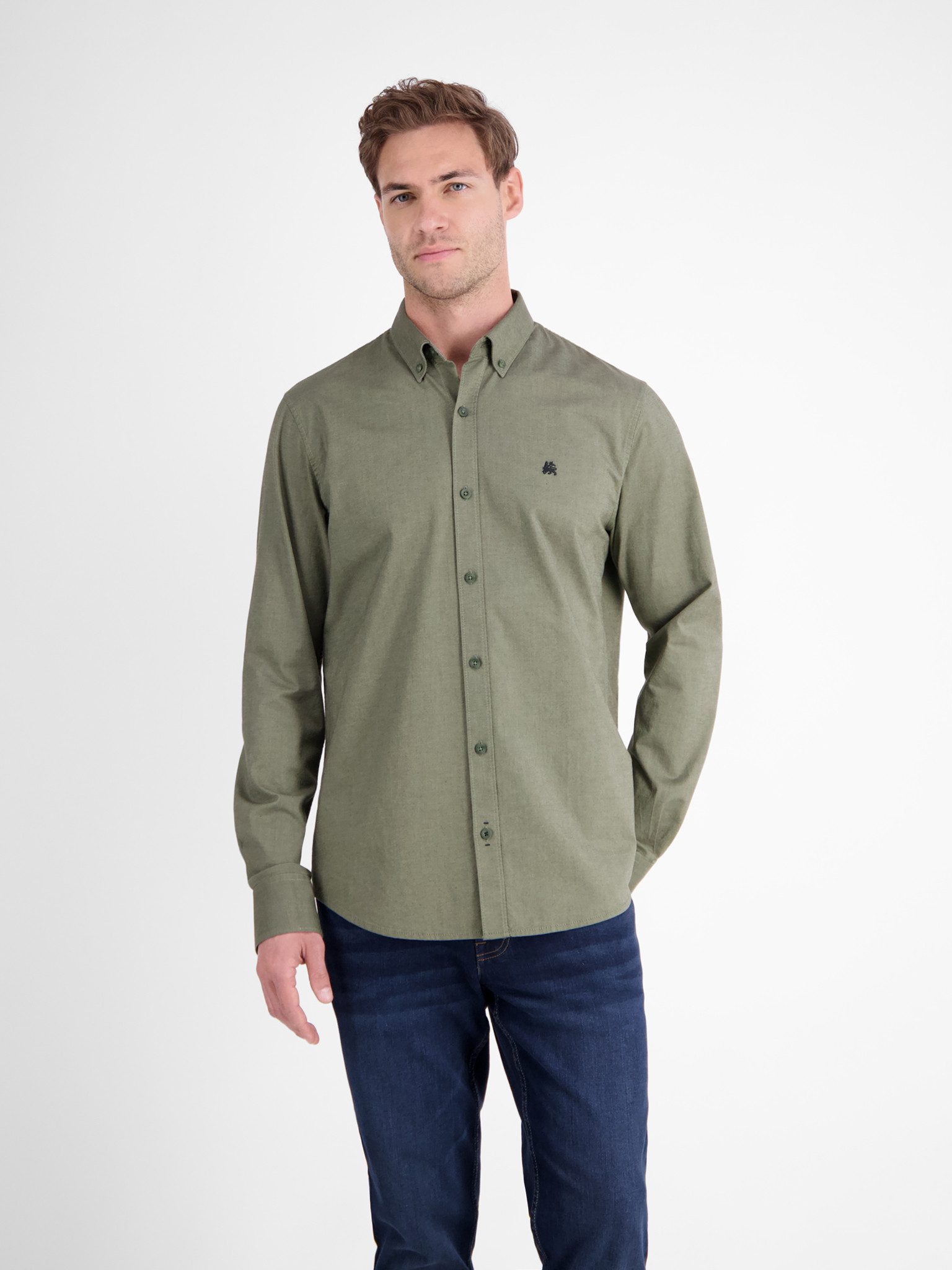 LERROS Langarmhemd Oxford Solid mit Button-Down-Kragen günstig online kaufen