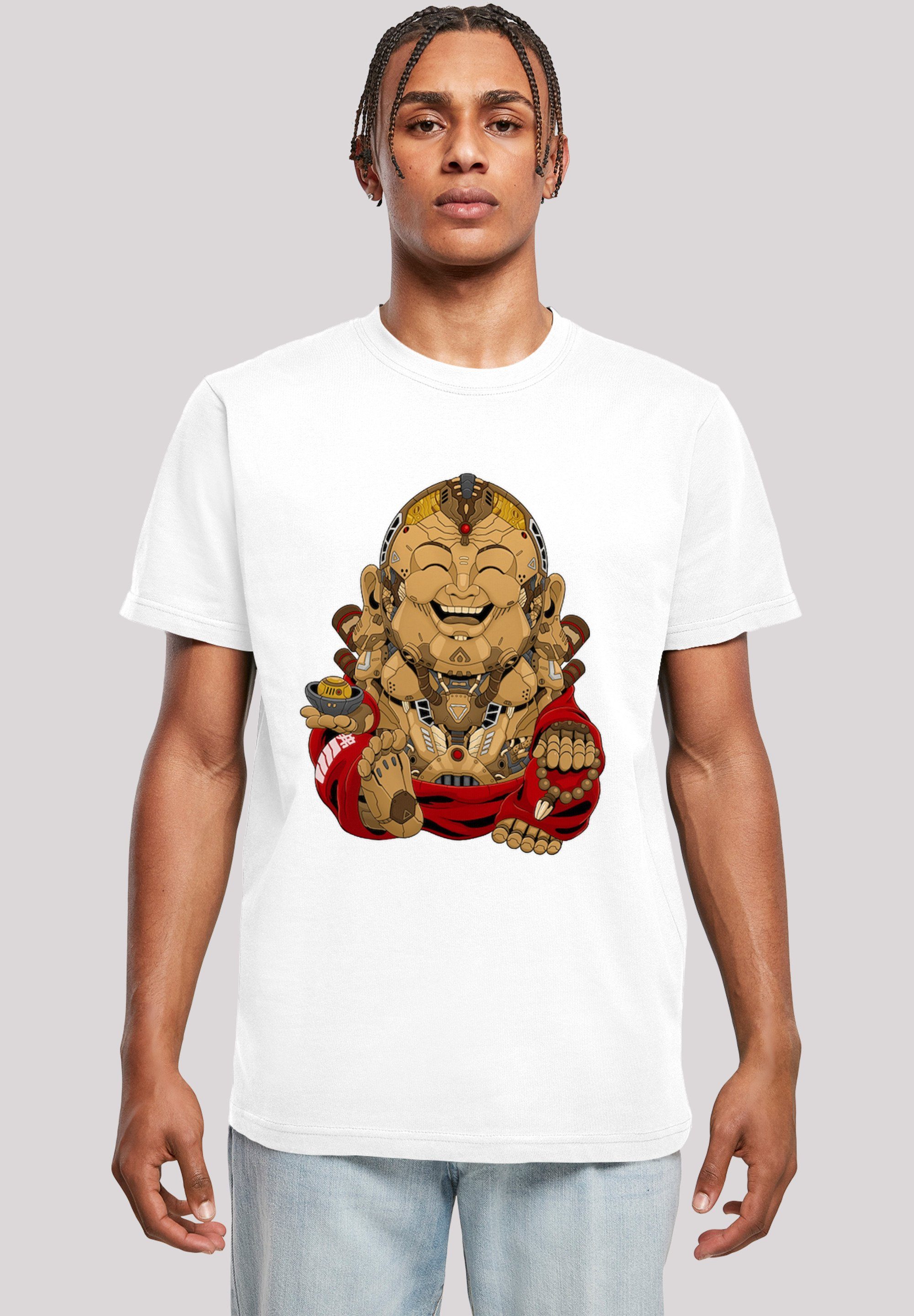 F4NT4STIC T-Shirt Happy Cyber Buddha Print weiß