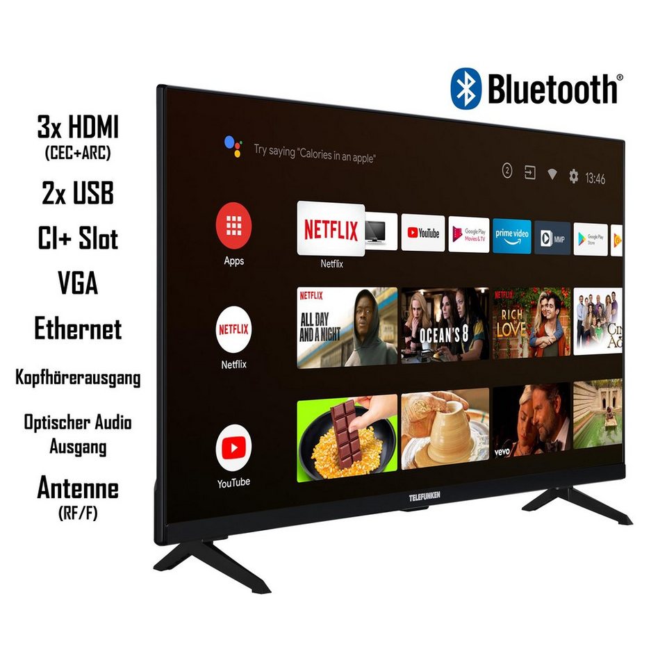 Telefunken XF32AN660S LCD-LED Fernseher (80 cm/32 Zoll, Full HD, Android TV,  HDR, Triple-Tuner, Google Play Store, Google Assistant, Bluetooth)