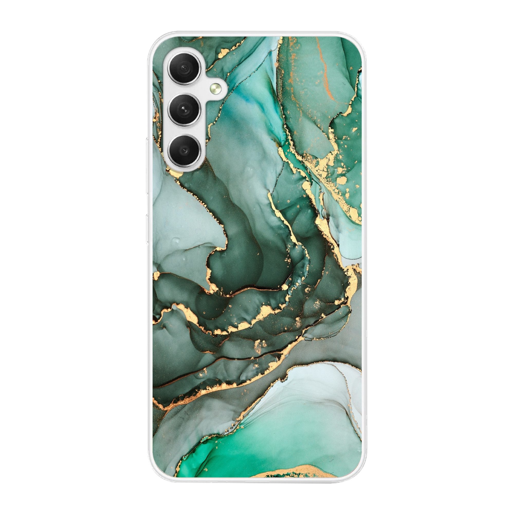 MuchoWow Handyhülle für Samsung Galaxy A34 Gold - Marmor - Grün - Luxus - Marmoroptik - Gr, Smartphone-Bumper, Print, Handy Schutzhülle Dünn