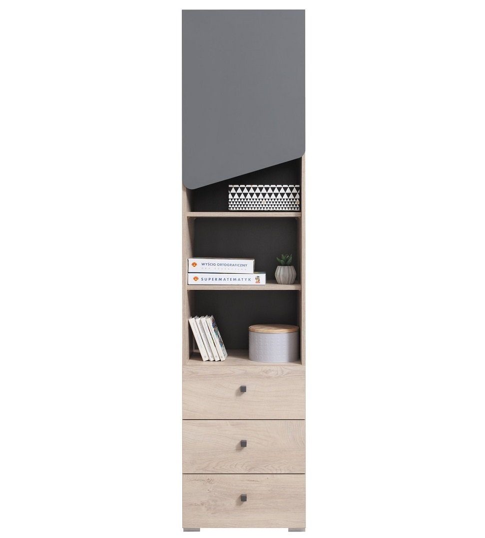 QMM TraumMöbel Jugendzimmer-Set komplett Davis Set B, (Set, 6-tlg., Eckschrank, 2 Regale, Schreibtisch, Wandregal, Bett 200x90), Modern