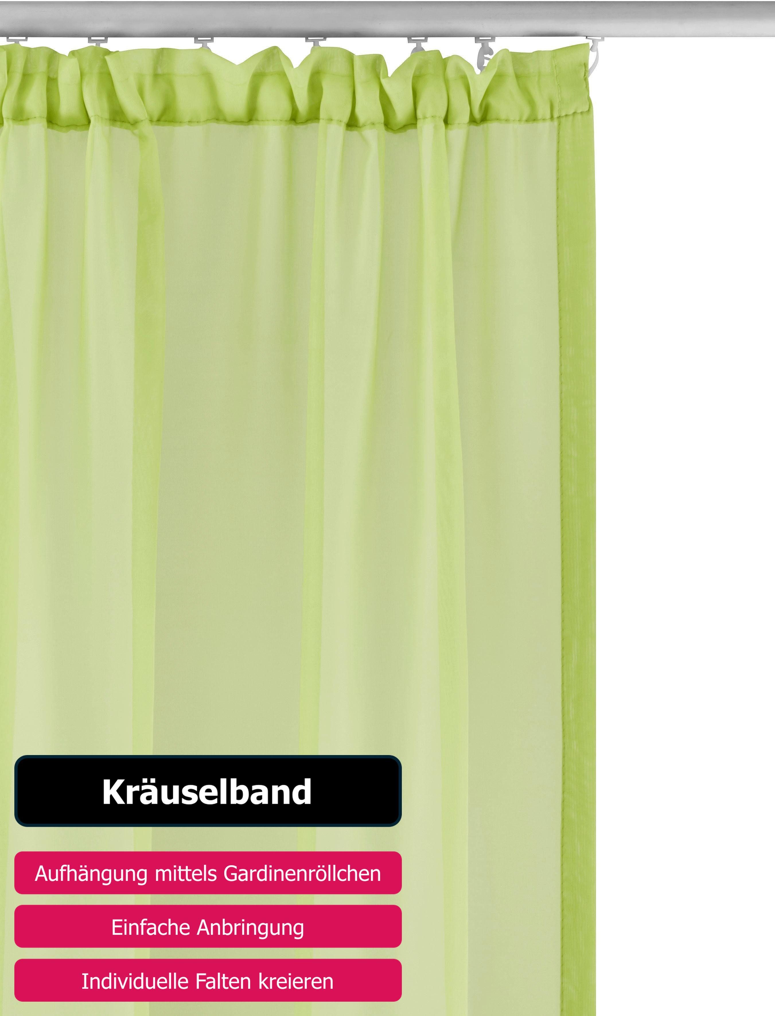 OTTO home Gardine XANA 1er- und 2er-Pack, Kräuselband, Topseller! (1 St), Kräuselband, transparent, Voile, Bestseller, einfarbig, 1 bzw. 2 Schals, pflegeleicht, – Bild 4 von 5