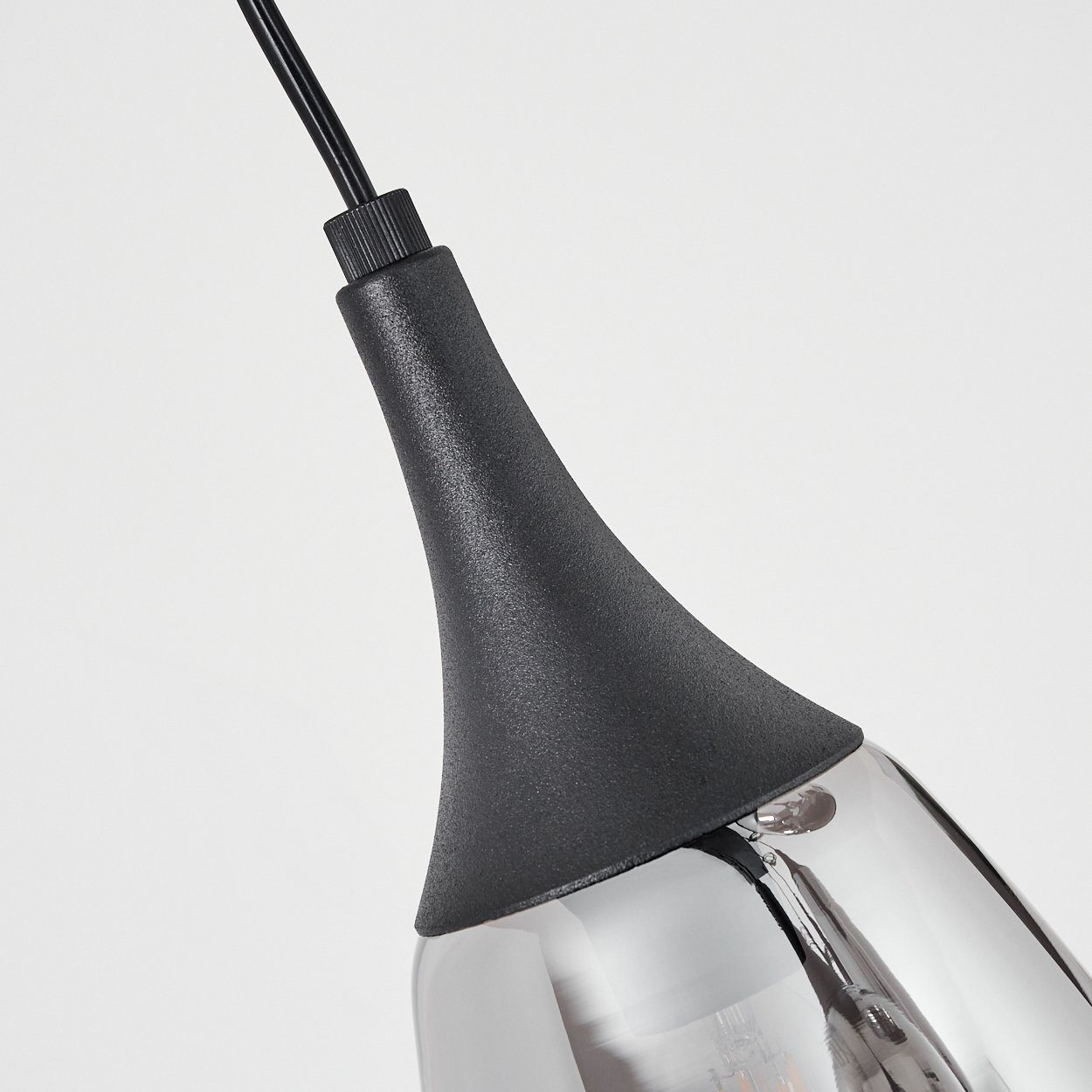 Design Glas, ohne mit in Schwarz/Chromfarben, im max. »Viggianello« Höhe Hängelampe aus 150cm, E14 Hängeleuchte hofstein Leuchte Leuchtmittel, Metall/Glas Modernen Schirmen aus