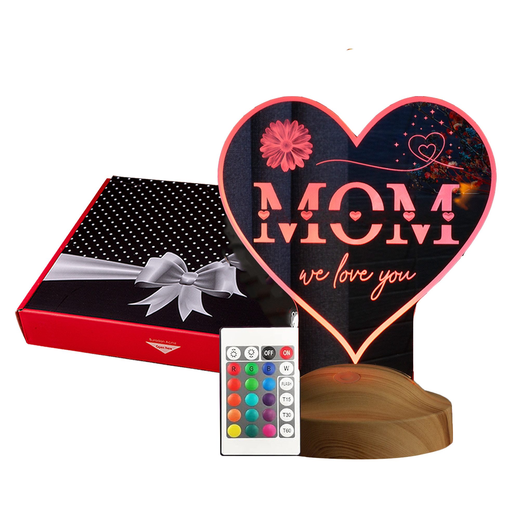 Geschenkelampe LED Nachttischlampe MOM Herz Nachtlicht Geschenke Mama Lampe günstig online kaufen