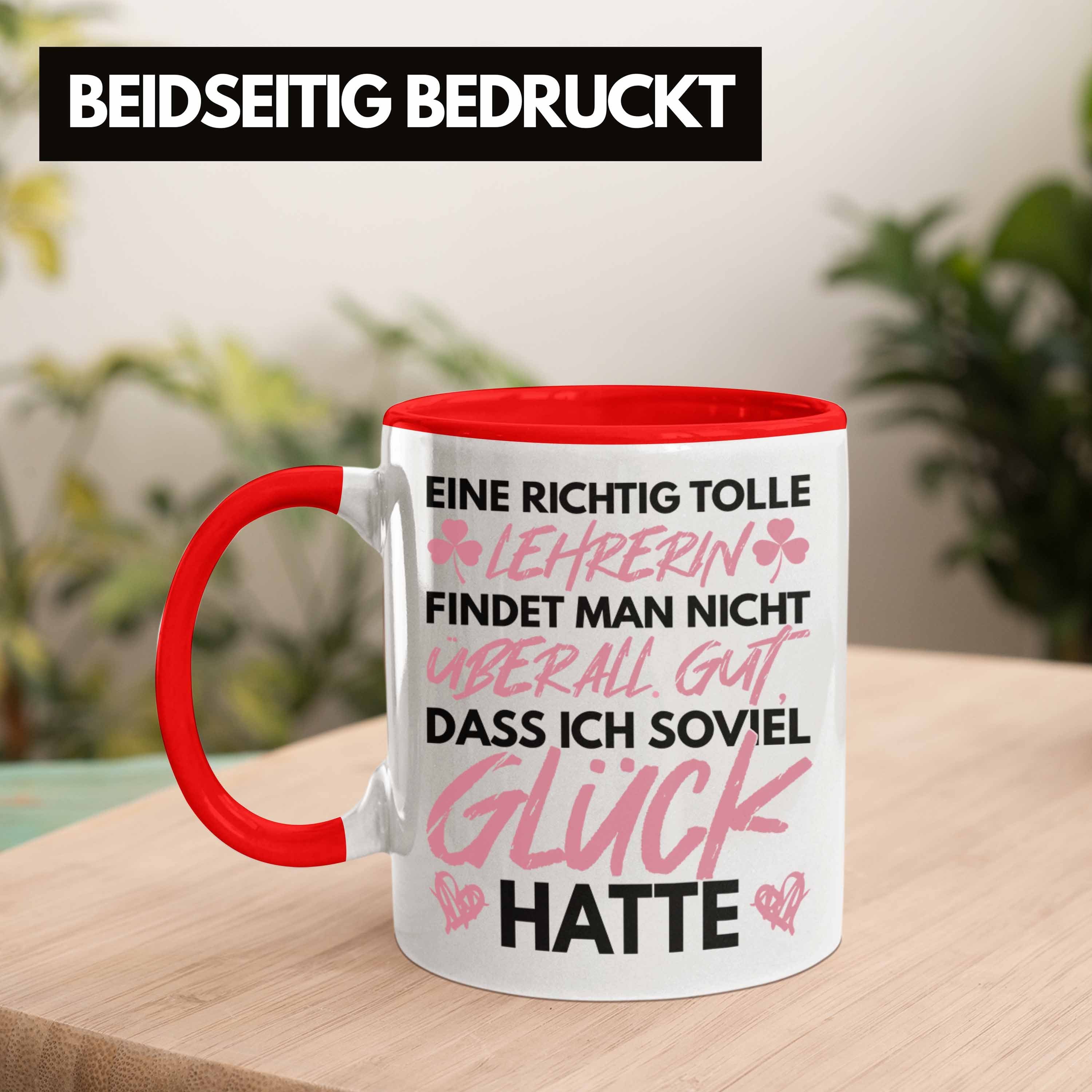 Tasse Abschiedsgeschenk Danke Klassenlehrerin Geschenkidee Beste Geschenk Rot Lehrerin - Trendation zum Abschied Trendation Lehrerin Tasse