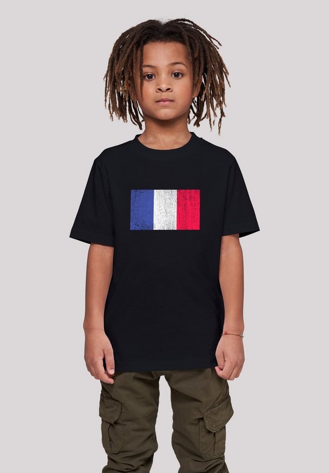 F4NT4STIC T-Shirt France Frankreich Flagge distressed Print, Das Model ist  145 cm groß und trägt Größe 145/152