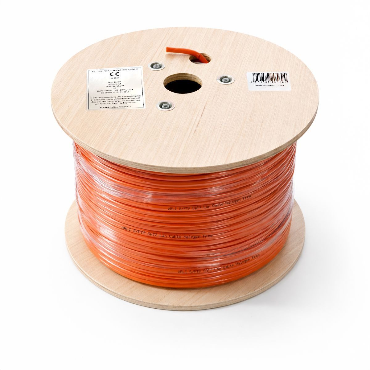 ARLI ARLI Cat7 300m Verlegekabel S/FTP Netzwerkkabel, (3000 cm), PIMF Halogenfrei Netzwerkkabel - Holzkabeltrommel