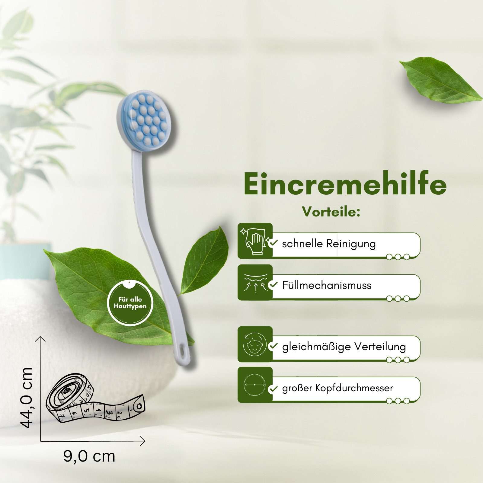 Rehaforum Medical Waschhandschuh Rehaforum Cremekissen Rückeneincremehilfe 44,0 cm, (2-St), Füllmechanismus, Kugeln abnehmbar