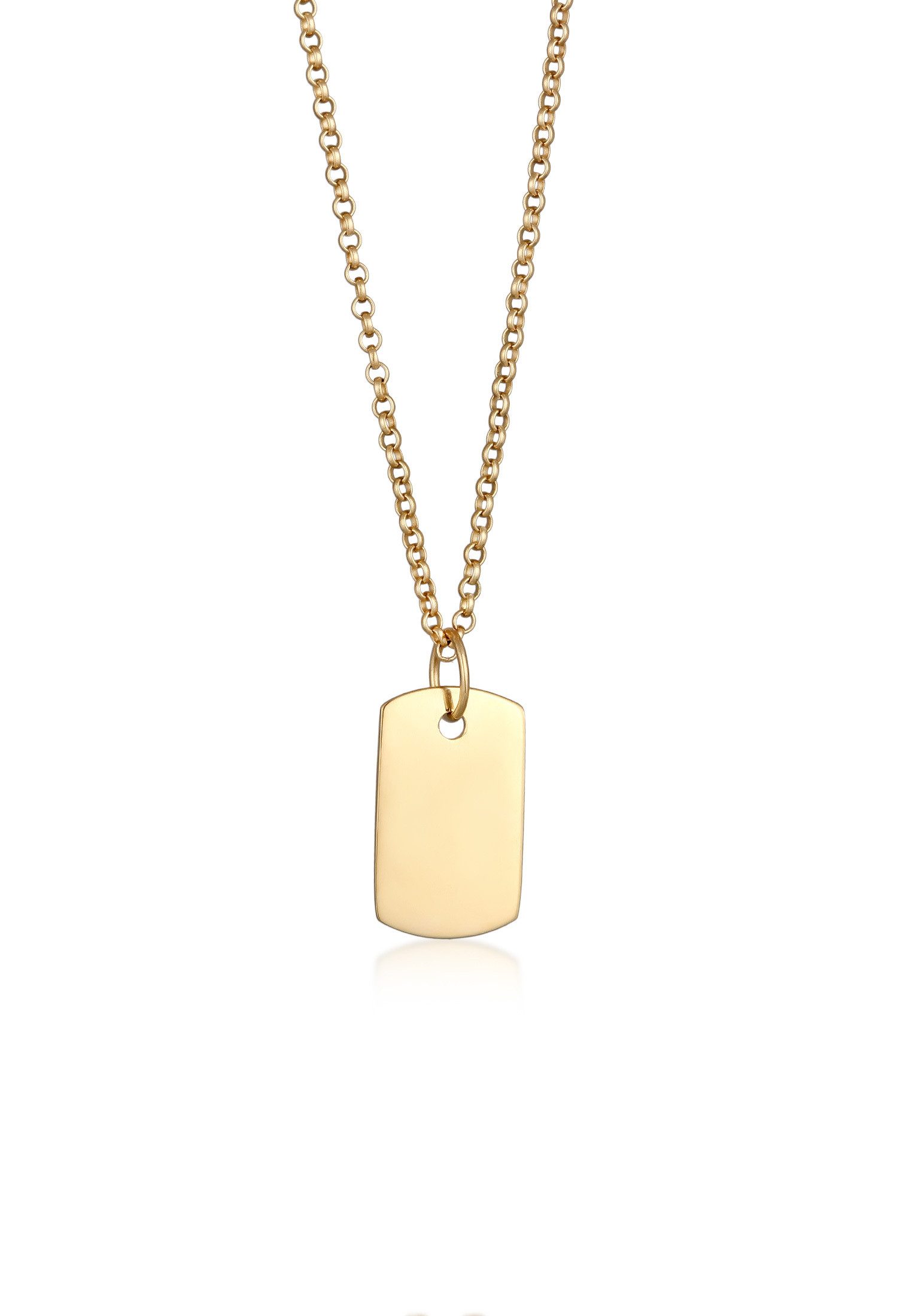 Kette mit Anhänger Anhänger Military Platte Dog Tag 375 Gelbgold